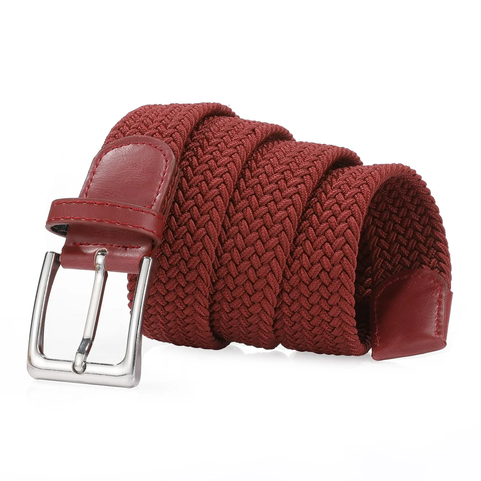 Bella Accessori Cintura Elastica Intrecciata Unisex con Fibbia in Lega di Zinco, Bordo, 120-165cm - immagine 3