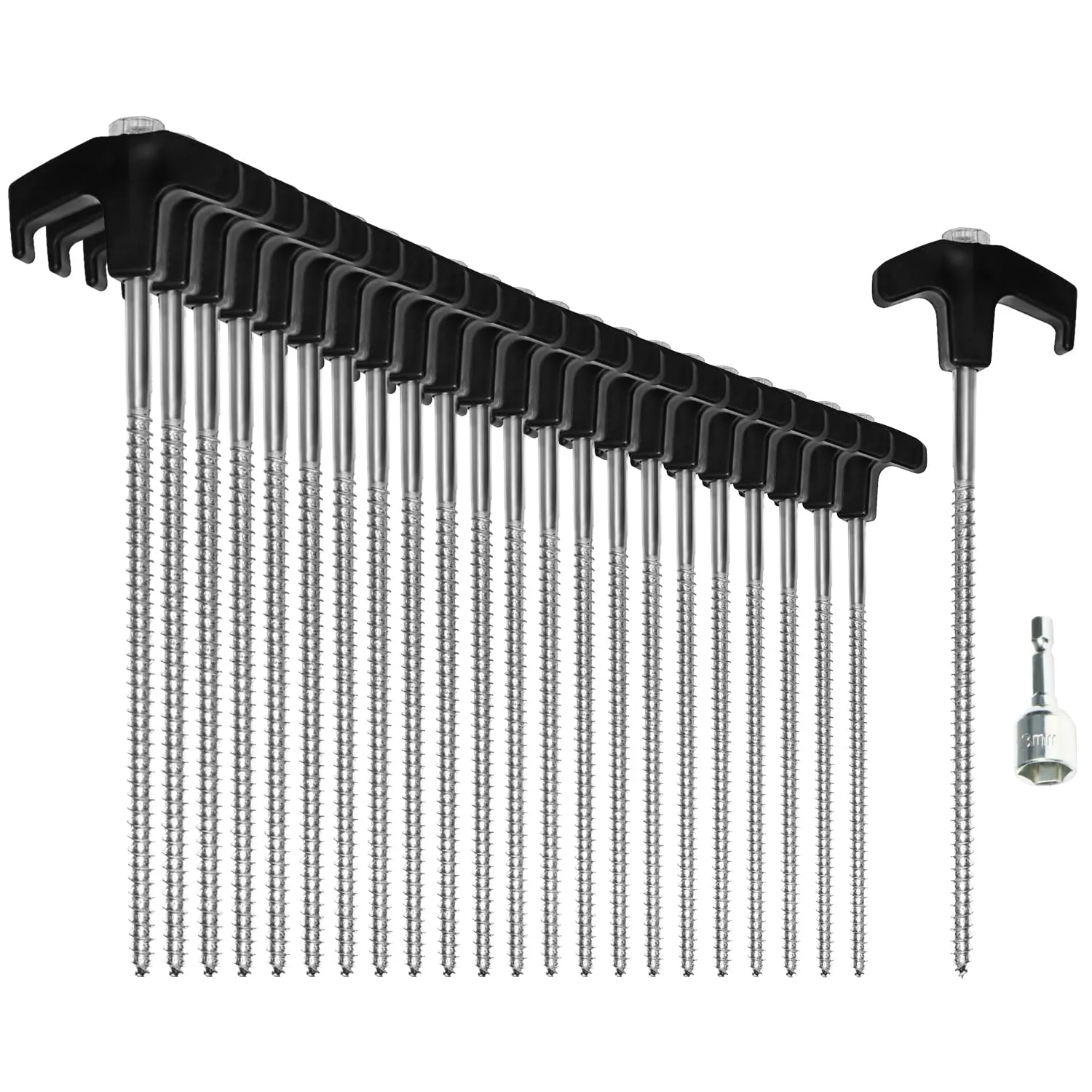 com-four 24x Picchetti per Tenda in Acciaio con Adattatore per Cacciavite - immagine 1
