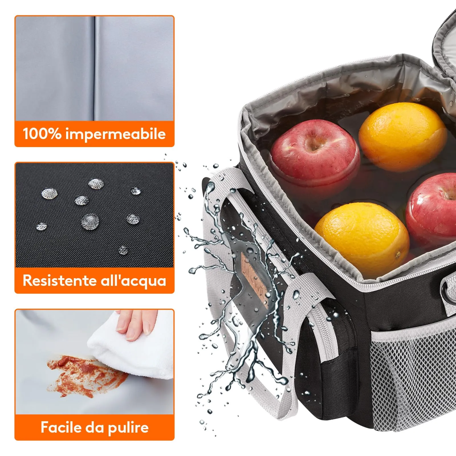 Lifewit Borsa Termica Porta Pranzo 9L, Grigio e Nero - immagine 5