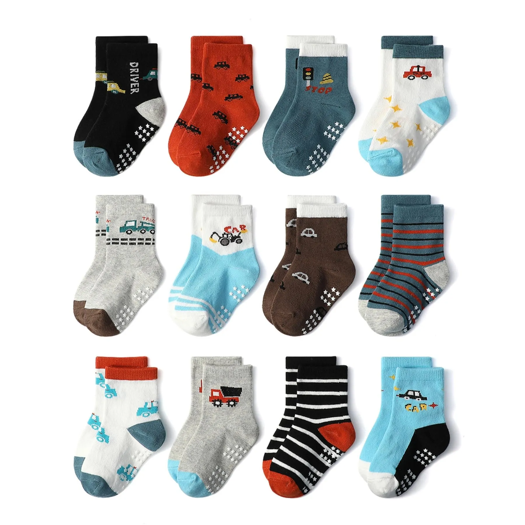 HaimoBurg Calze Antiscivolo in Cotone per Bambini, 12 Paia, 1-5 Anni - immagine 1