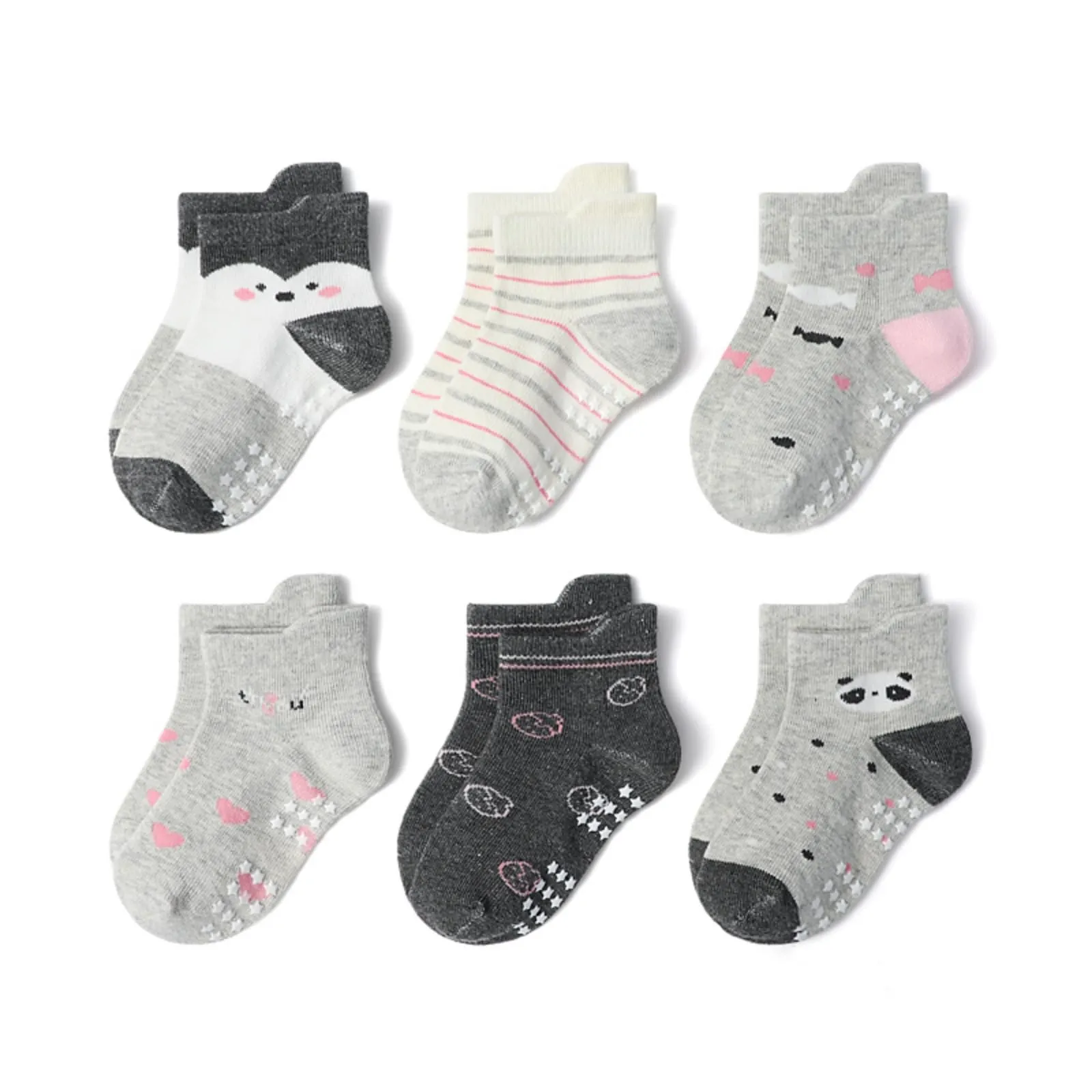 HaimoBurg Calze Antiscivolo in Cotone Traspirante per Bambini 1-5 Anni, 12 Paia - immagine 4