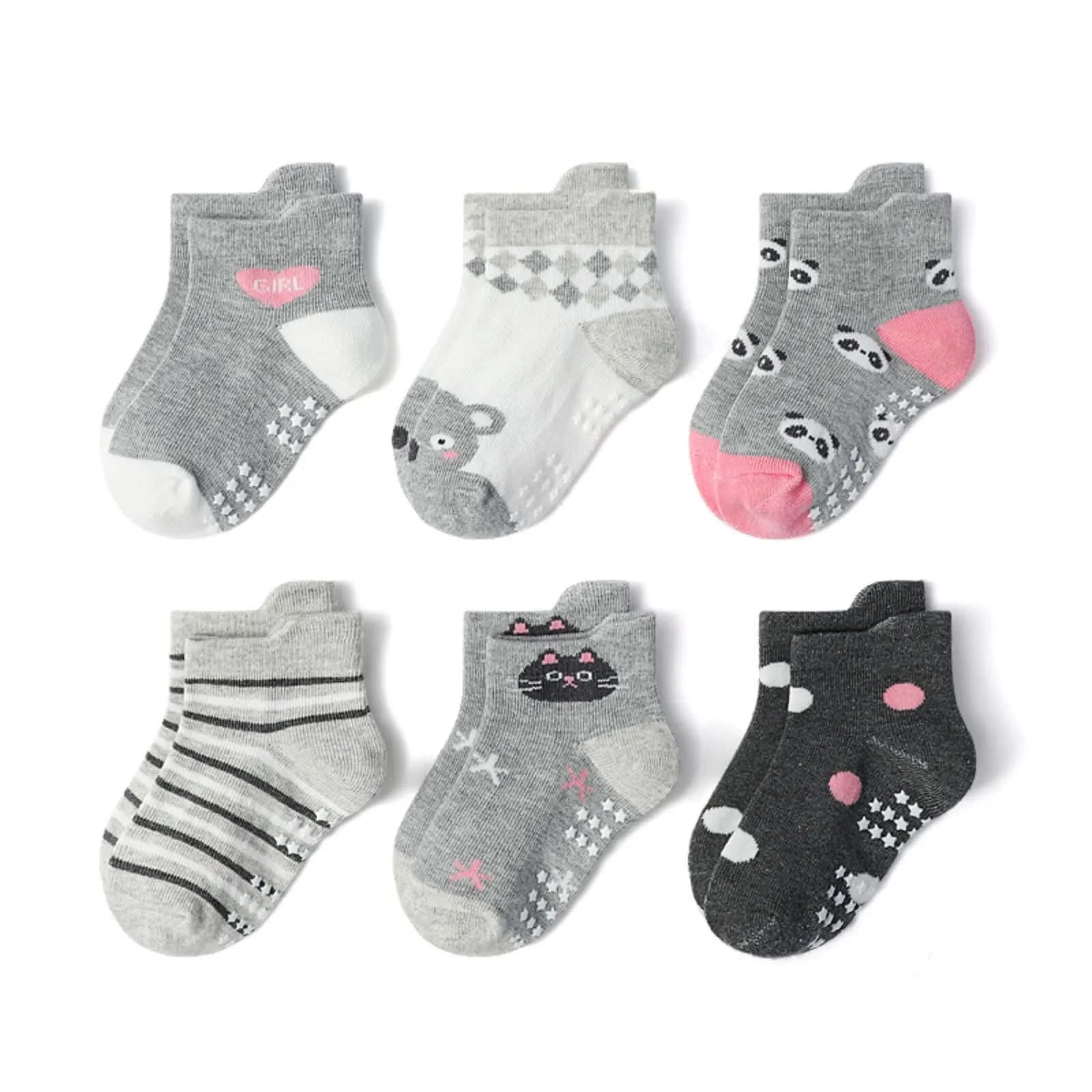HaimoBurg Calze Antiscivolo in Cotone Traspirante per Bambini 1-5 Anni, 12 Paia - immagine 5