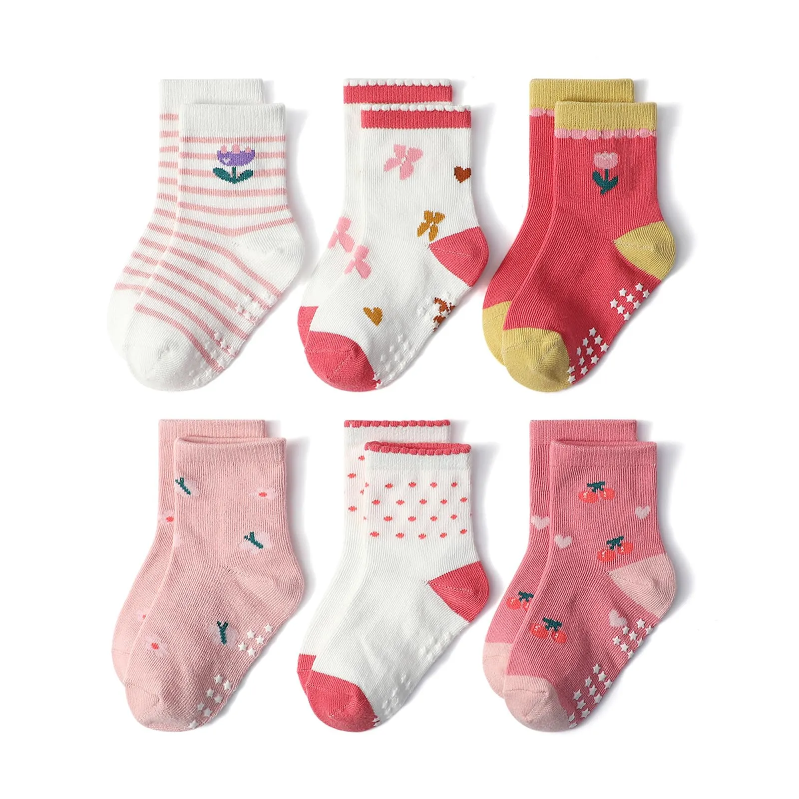 HaimoBurg Calze Antiscivolo in Cotone per Bambini 1-5 Anni, 12 Paia - immagine 4