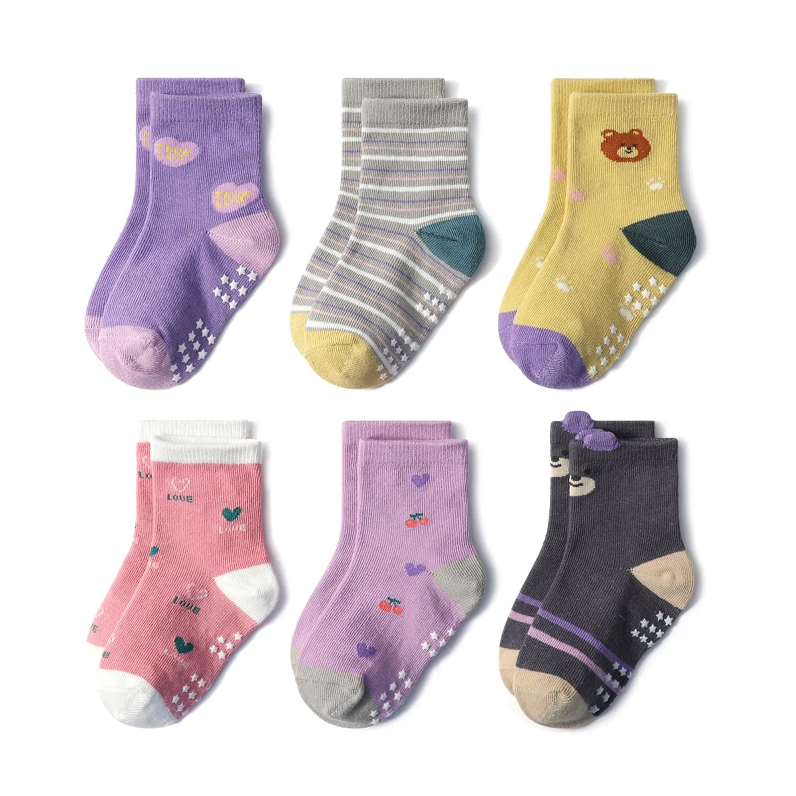 HaimoBurg Calze Antiscivolo in Cotone per Bambini 1-5 Anni, 12 Paia - immagine 5