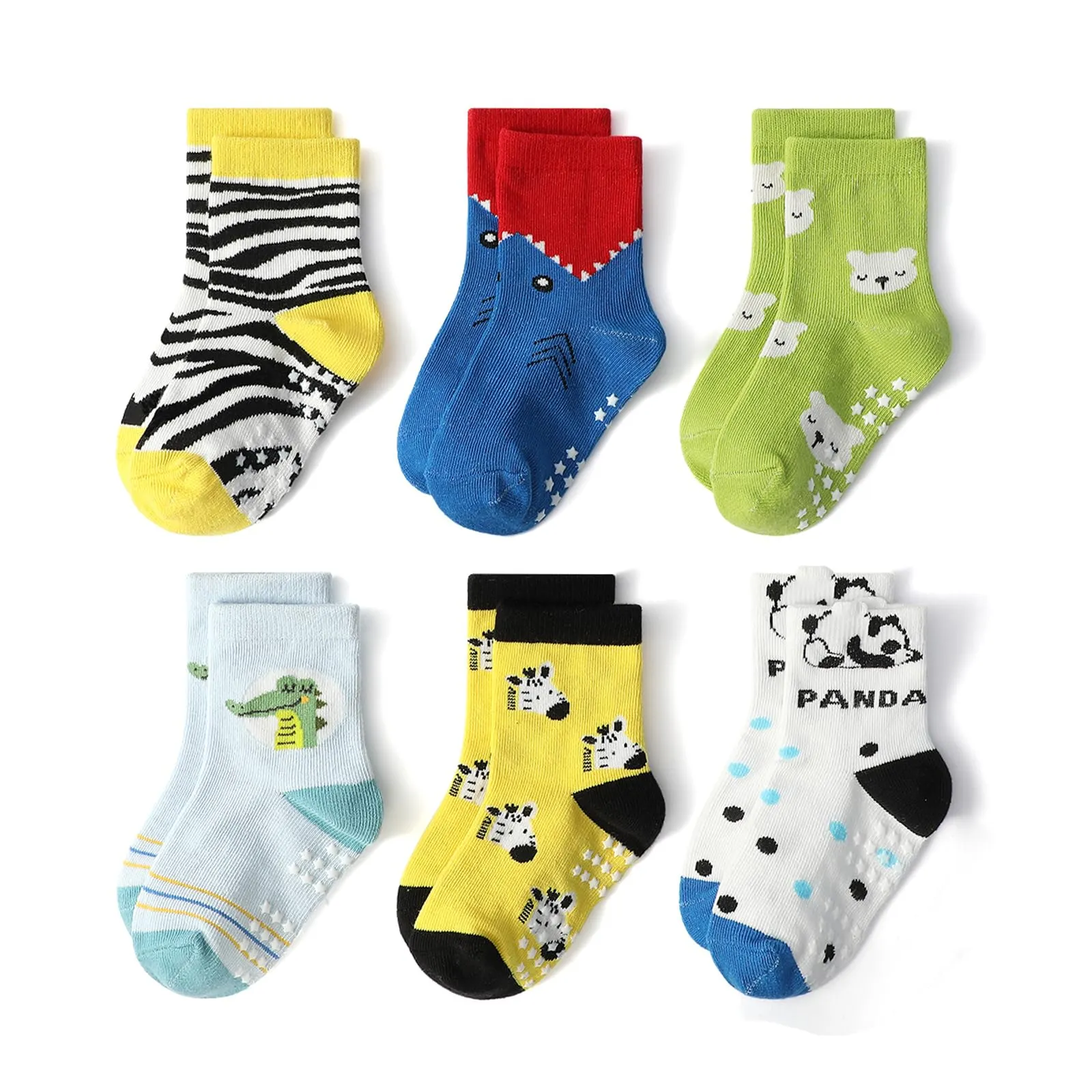 HaimoBurg Calze Antiscivolo in Cotone Traspirante per Bambini 1-5 Anni, 12 Paia - immagine 4