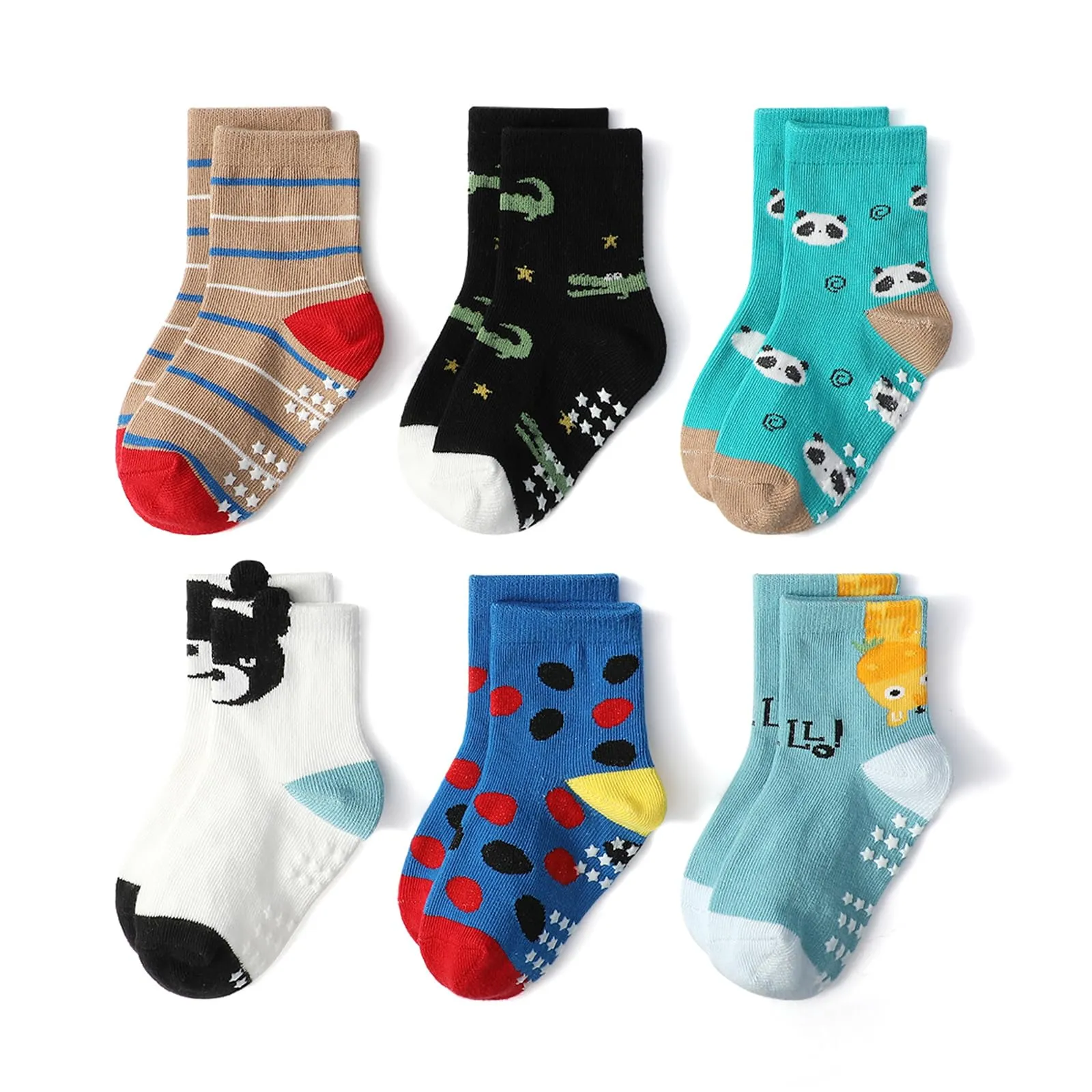 HaimoBurg Calze Antiscivolo in Cotone Traspirante per Bambini 1-5 Anni, 12 Paia - immagine 5