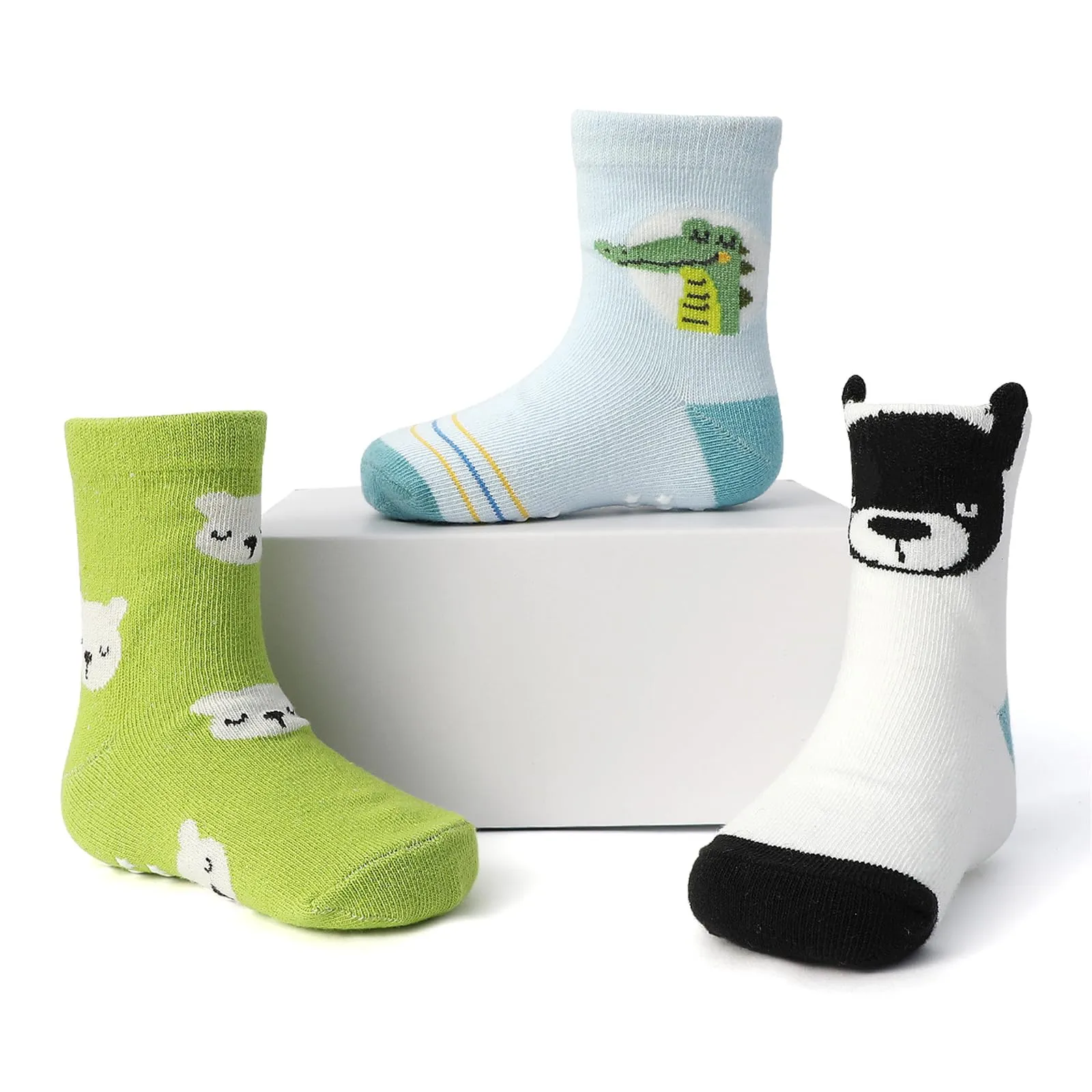 HaimoBurg Calze Antiscivolo in Cotone Traspirante per Bambini 1-5 Anni, 12 Paia - immagine 7