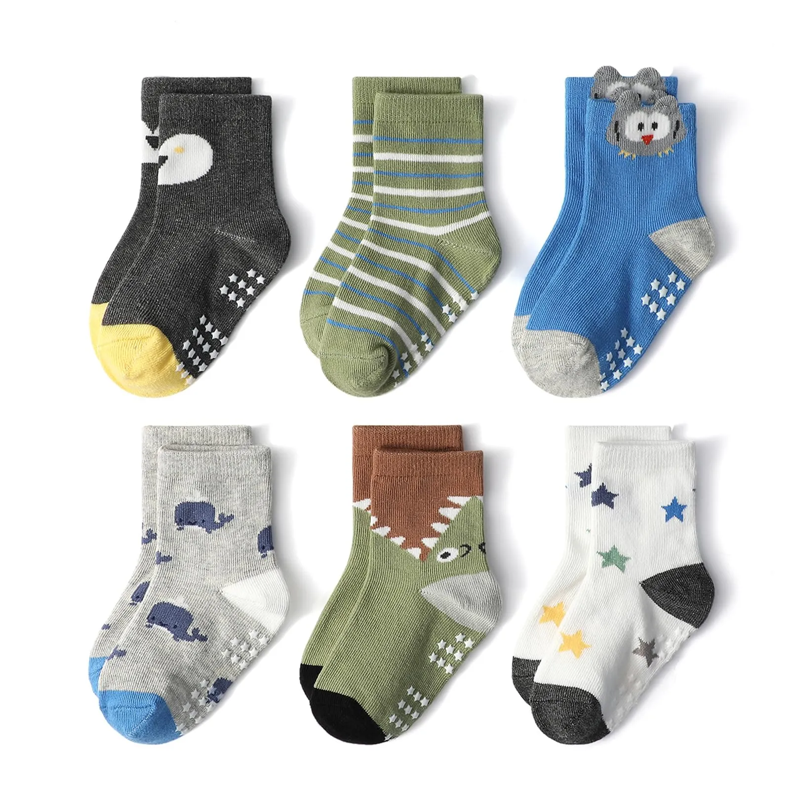 HaimoBurg Calze Antiscivolo in Cotone per Bambini 1-5 Anni, 12 Paia - immagine 4