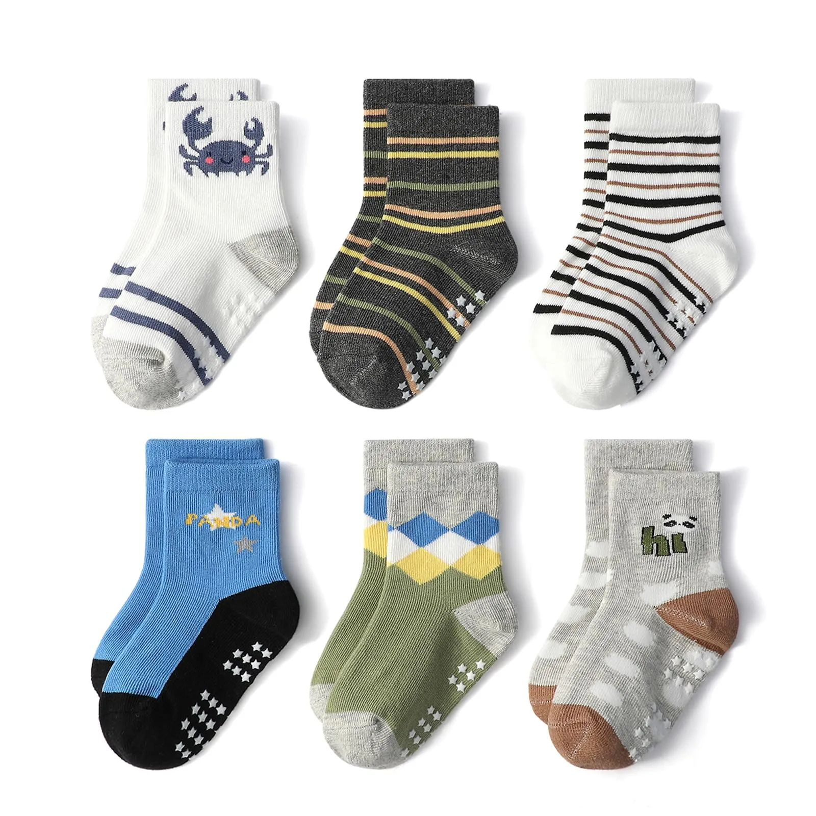 HaimoBurg Calze Antiscivolo in Cotone per Bambini 1-5 Anni, 12 Paia - immagine 5