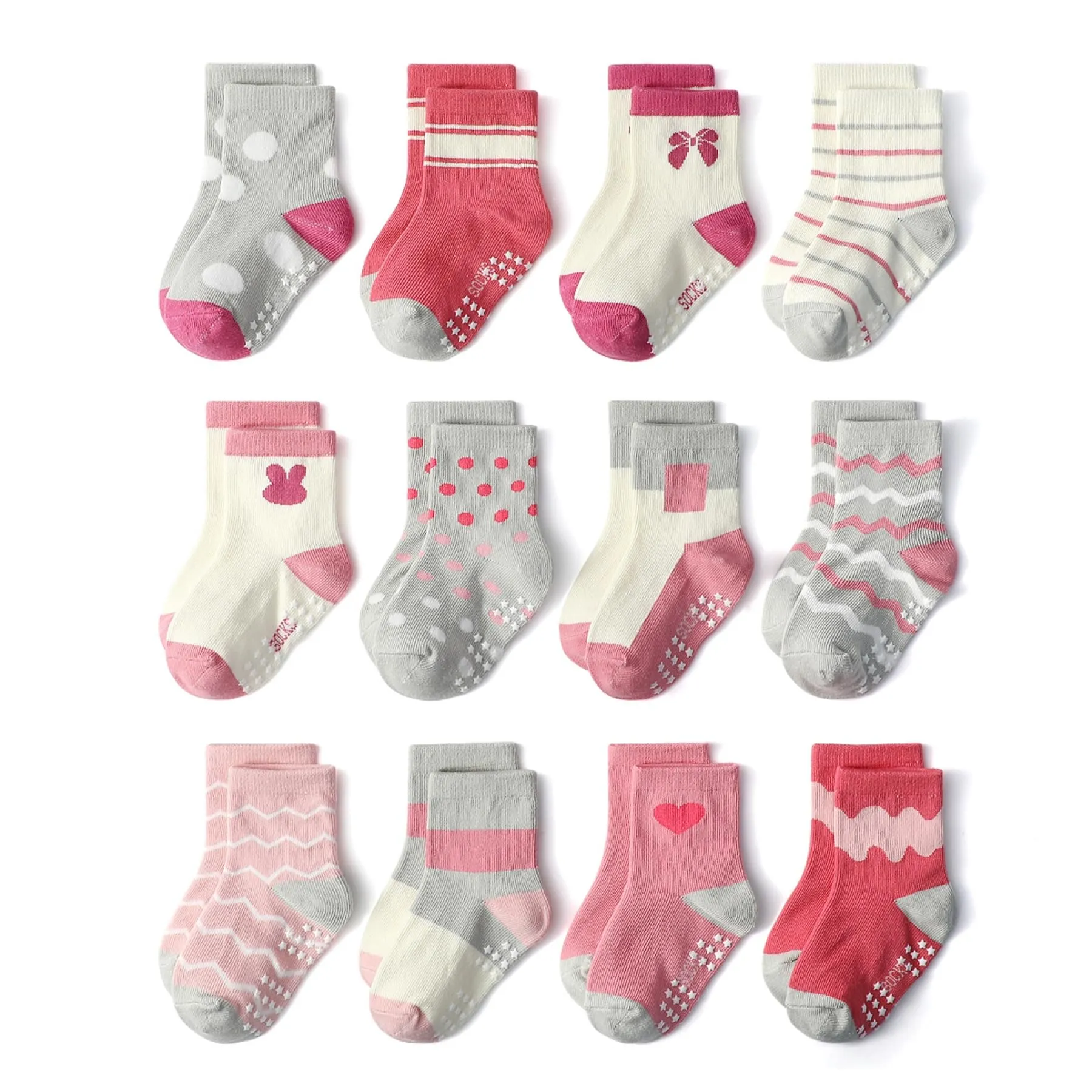 HaimoBurg Calze Antiscivolo in Cotone Traspirante per Bambini, 12 Paia - immagine 1