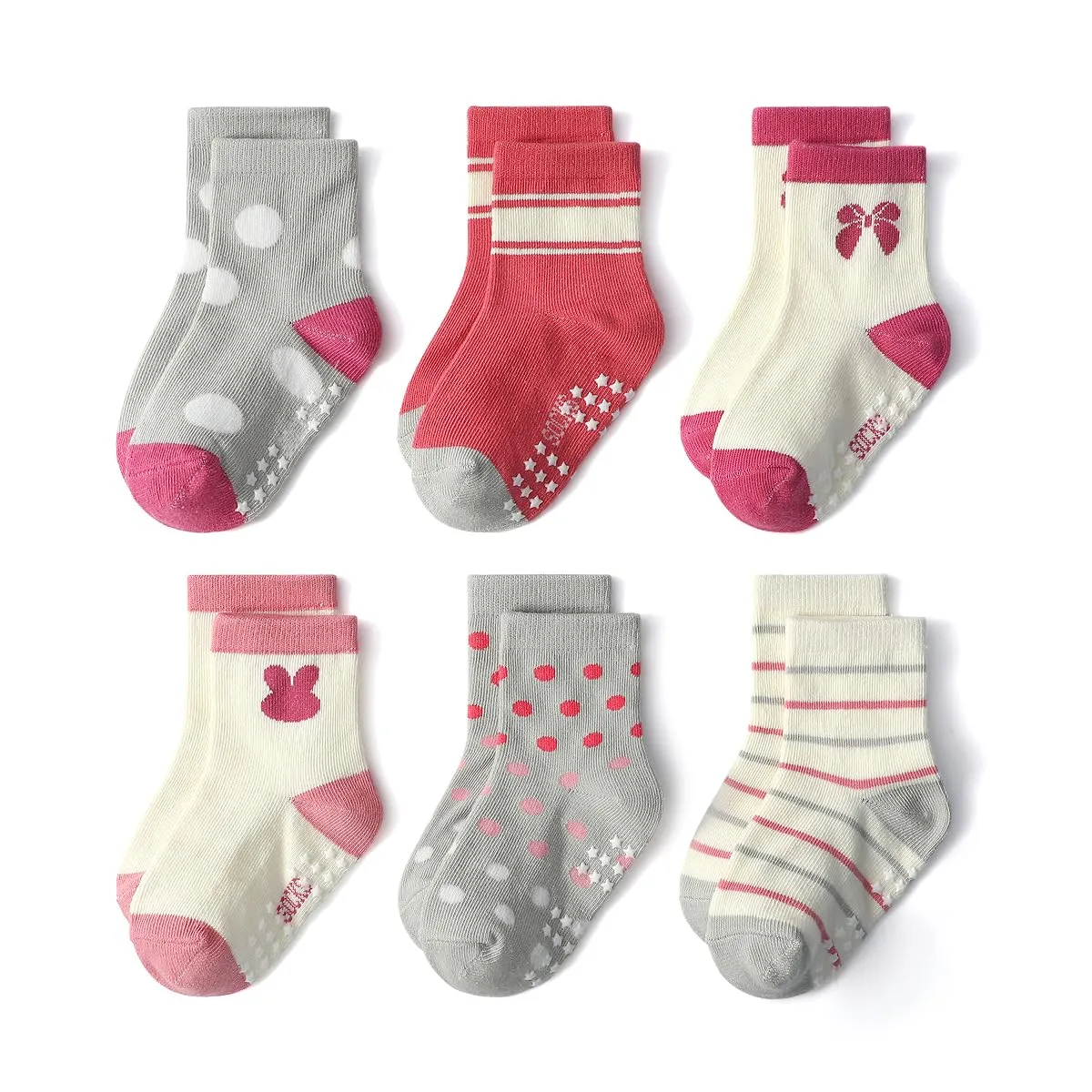 HaimoBurg Calze Antiscivolo in Cotone Traspirante per Bambini, 12 Paia - immagine 4