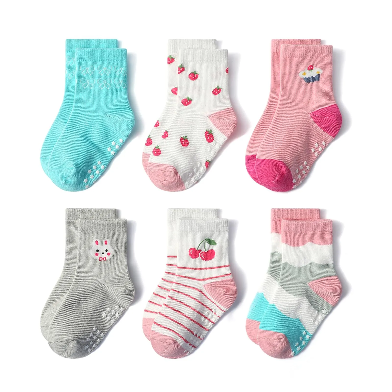 HaimoBurg Calze Antiscivolo in Cotone Traspirante per Bambini 1-5 Anni, 12 Paia - immagine 4