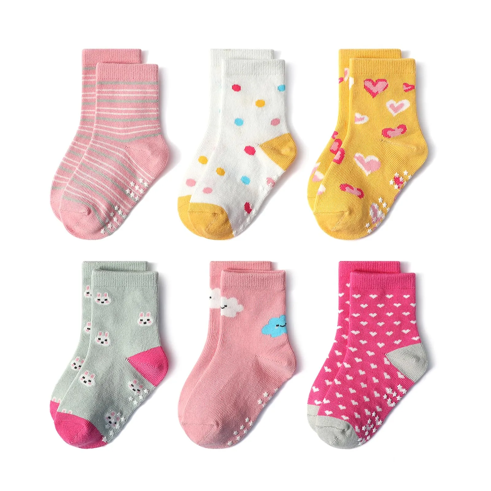 HaimoBurg Calze Antiscivolo in Cotone Traspirante per Bambini 1-5 Anni, 12 Paia - immagine 5