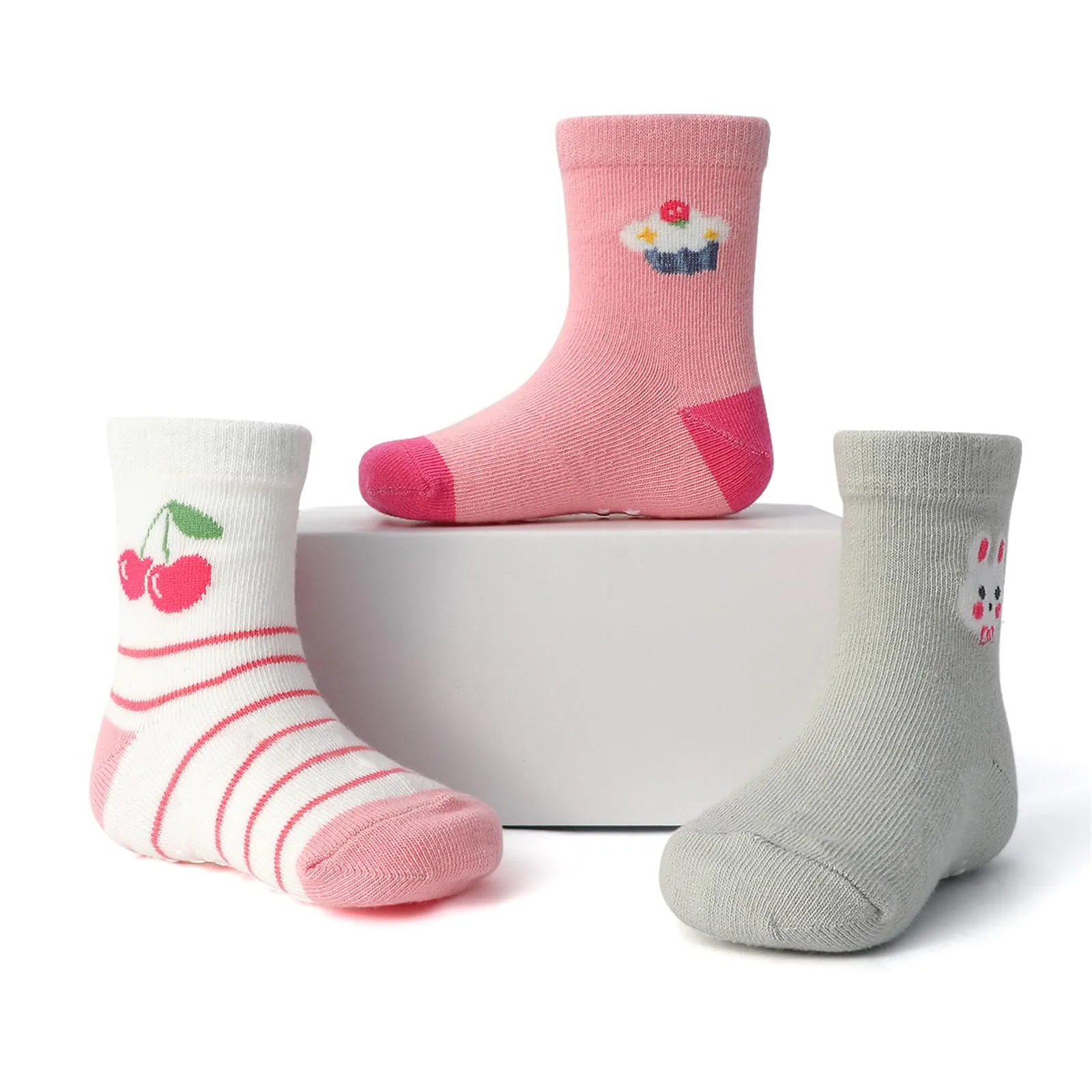 HaimoBurg Calze Antiscivolo in Cotone Traspirante per Bambini 1-5 Anni, 12 Paia - immagine 7
