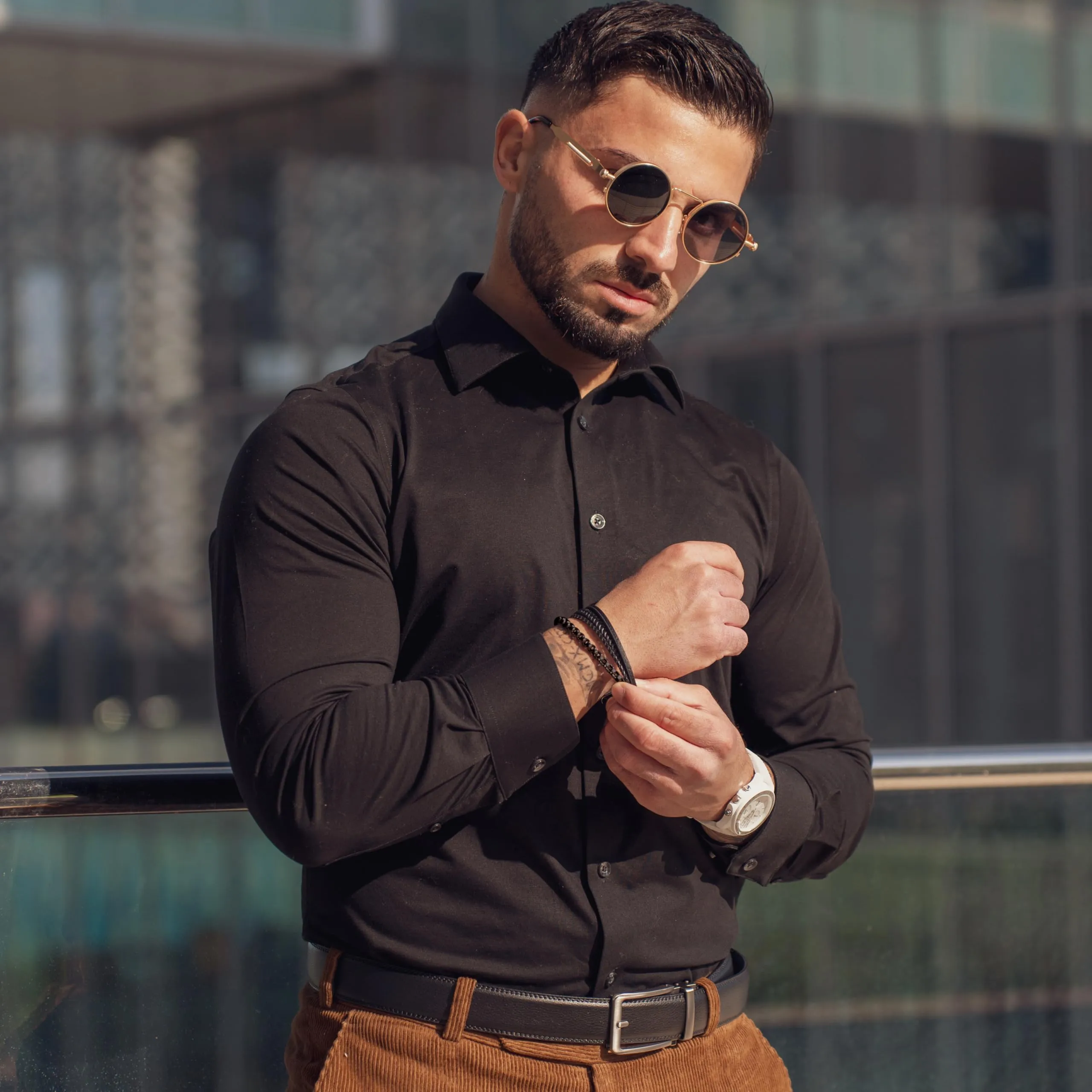 SERASAR Bracciale in Pelle Nera Intrecciata da Uomo e Bambino, 17cm - immagine 5