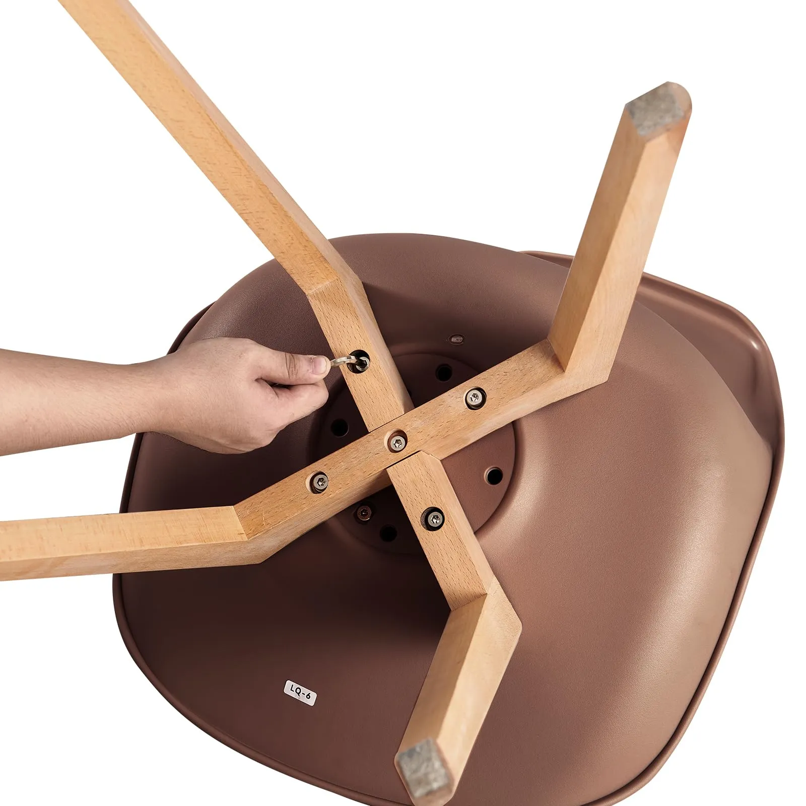 EGGREE Set di 8 Sedie da Pranzo e Cucina in Pelle PU con Gambe in Legno, Marrone Cioccolato - immagine 8