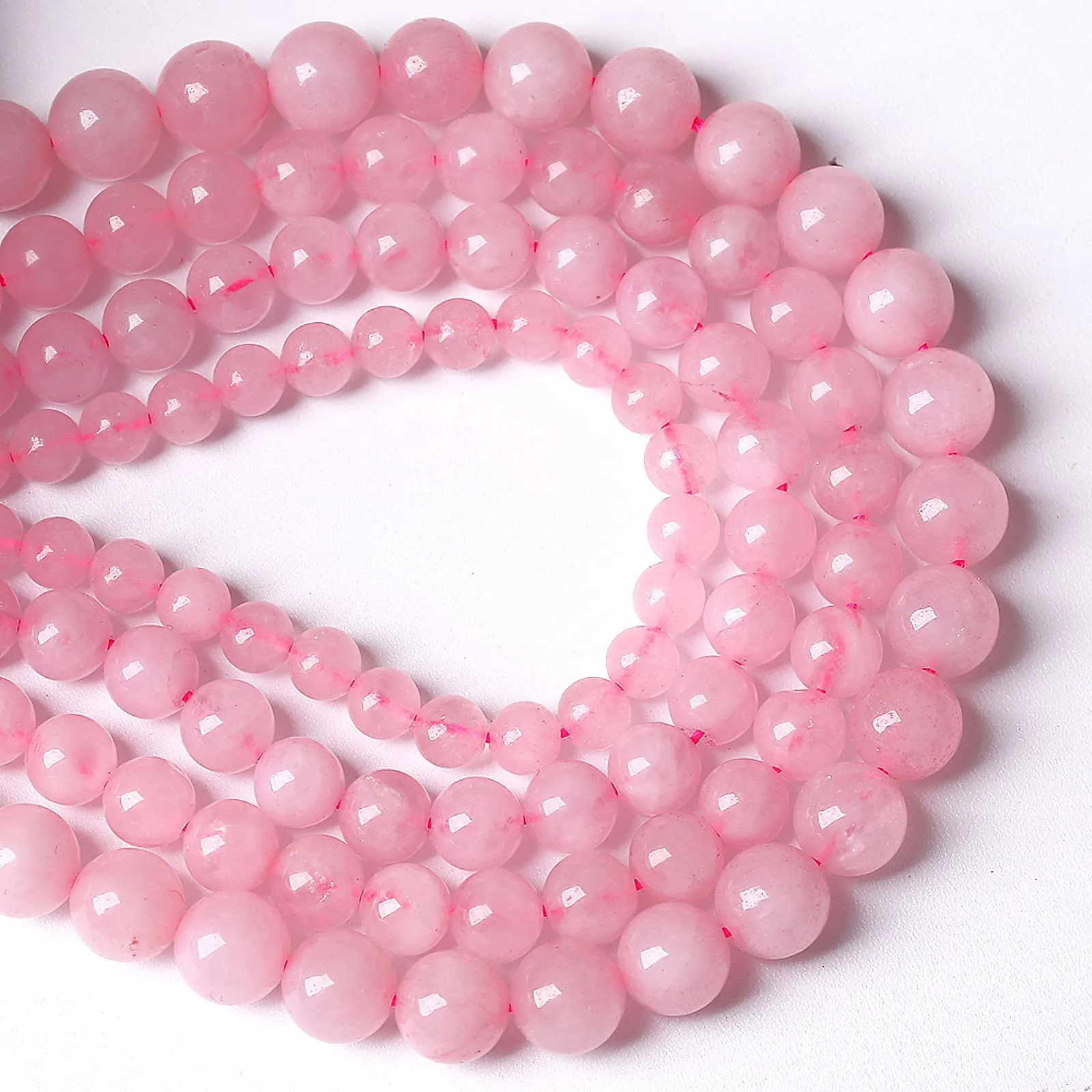 Jiejinyu Perle in Quarzo Rosa Brasiliano 10mm, 38 Pezzi - immagine 4