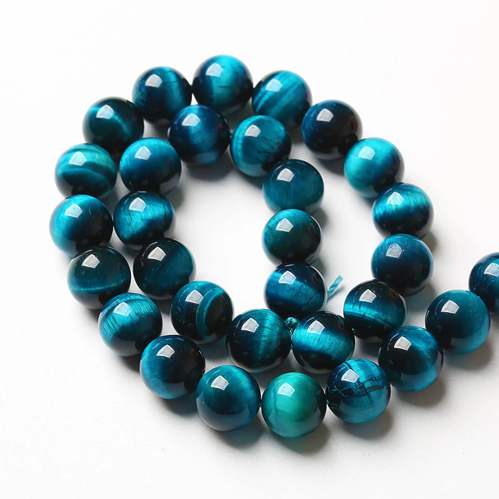jiejinyu 32 Perline Occhio di Tigre Blu 12 mm, Pietre Naturali per Gioielli, Filo da 38,1 cm - immagine 4
