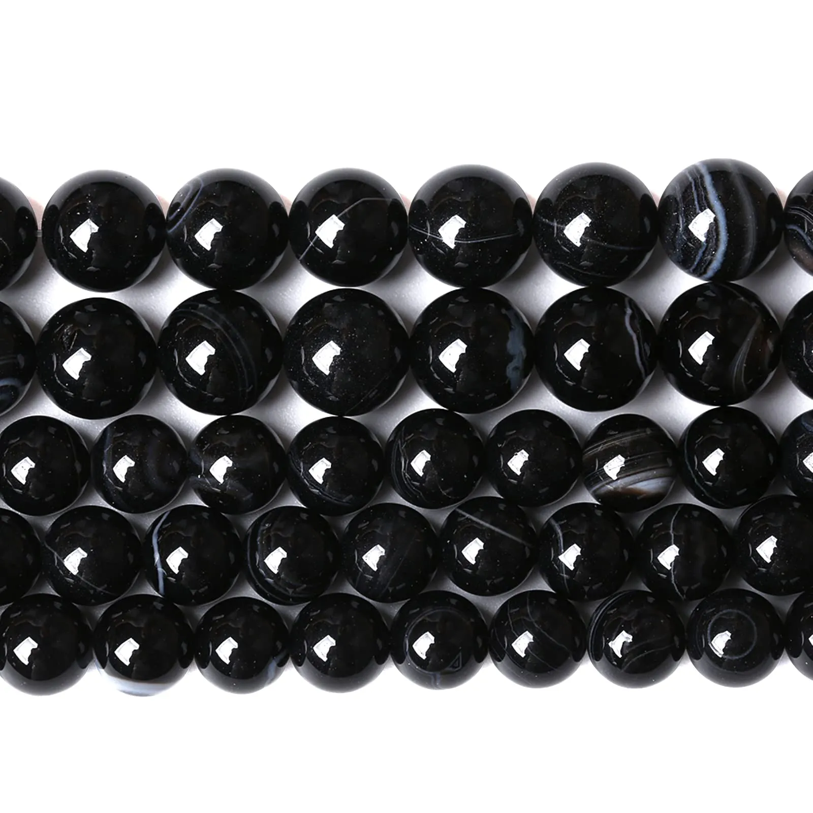 jiejinyu Perline in Agata Onice Naturale 10 mm, 38 pezzi, Nero - immagine 2