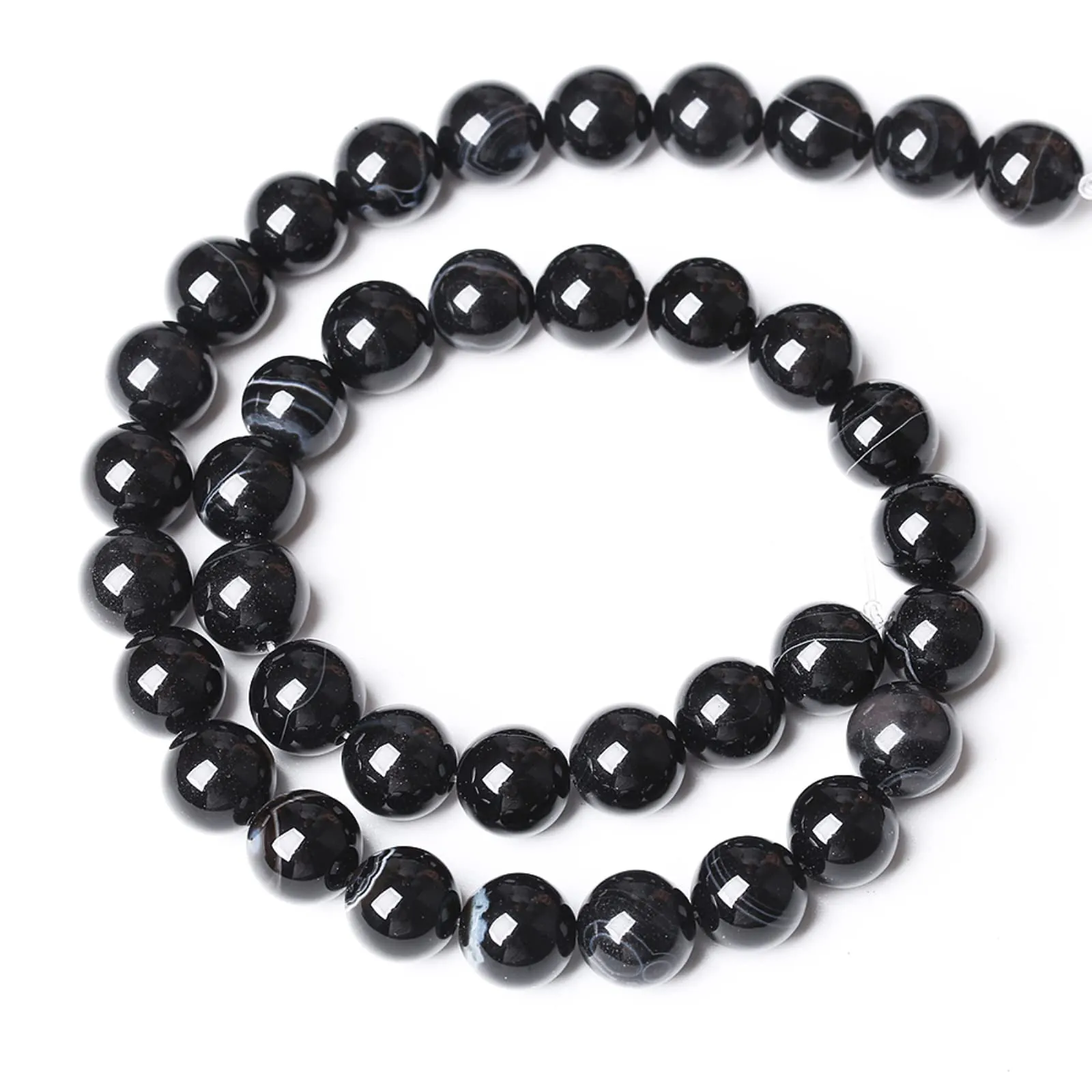 jiejinyu Perline in Agata Onice Naturale 10 mm, 38 pezzi, Nero - immagine 4