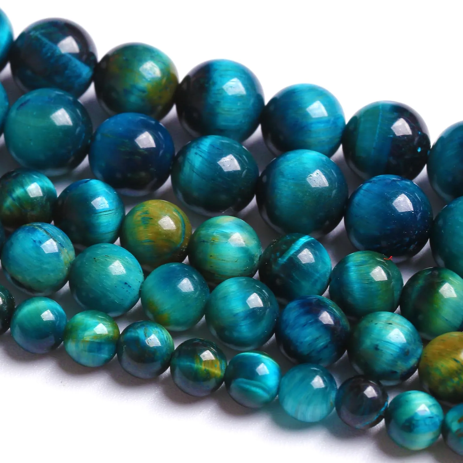jiejinyu 45 Perline in Pietra Occhio di Tigre Blu Pavone 8mm, 38,1 cm - immagine 3