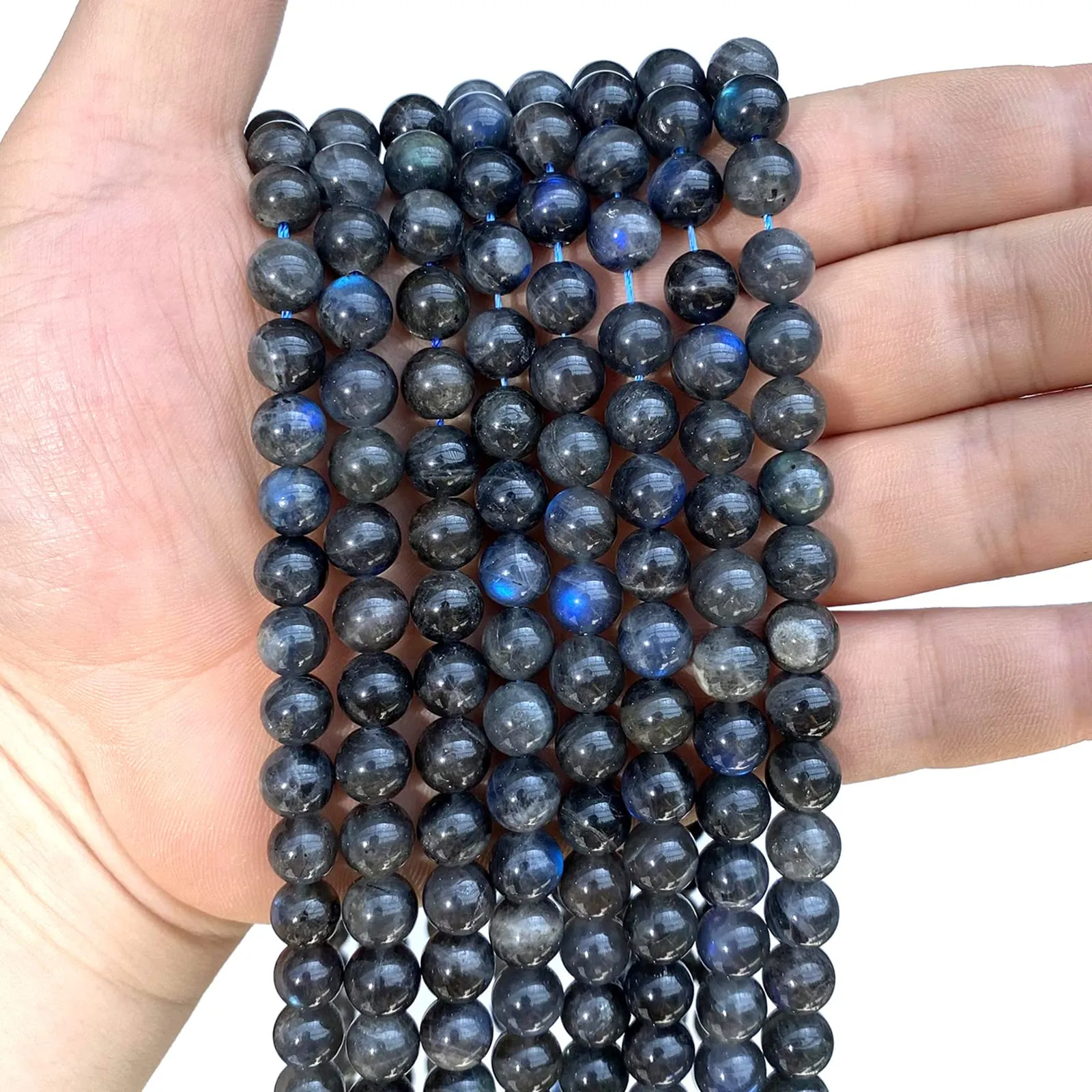 jiejinyu Perline in labradorite naturale 8 mm, 45 pezzi, 38 cm, Grado A - immagine 3