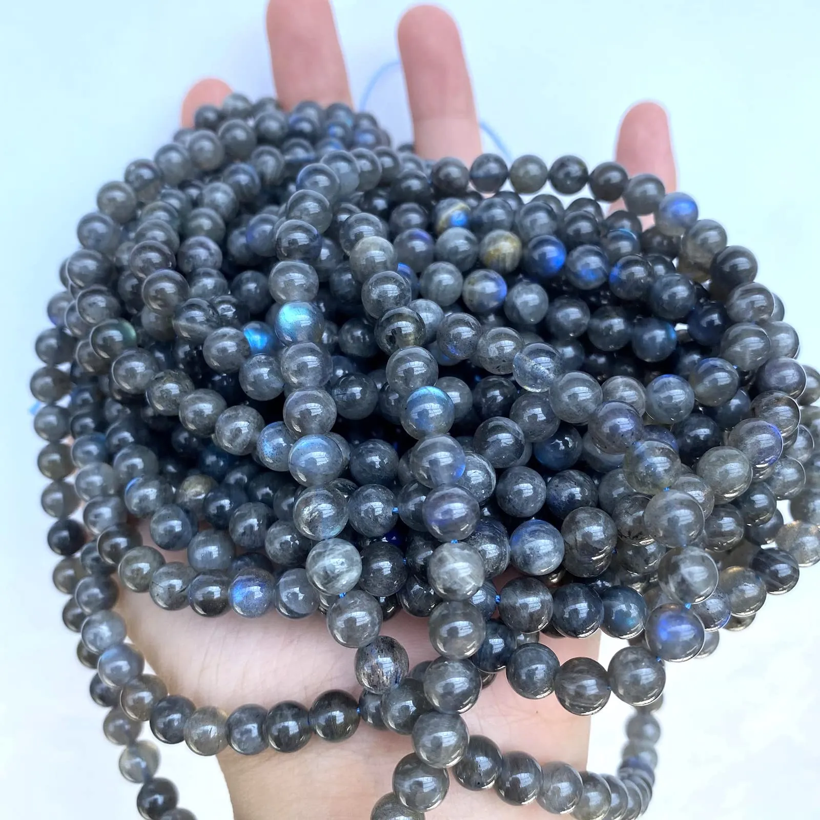 jiejinyu Perline in labradorite naturale 8 mm, 45 pezzi, 38 cm, Grado A - immagine 6