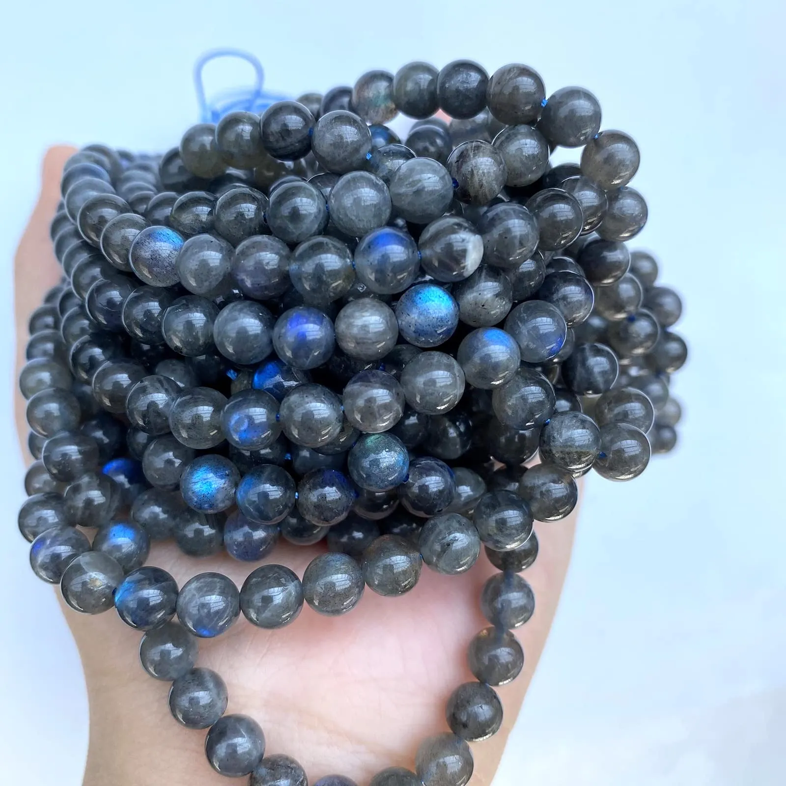 jiejinyu Perline in labradorite naturale 8 mm, 45 pezzi, 38 cm, Grado A - immagine 7