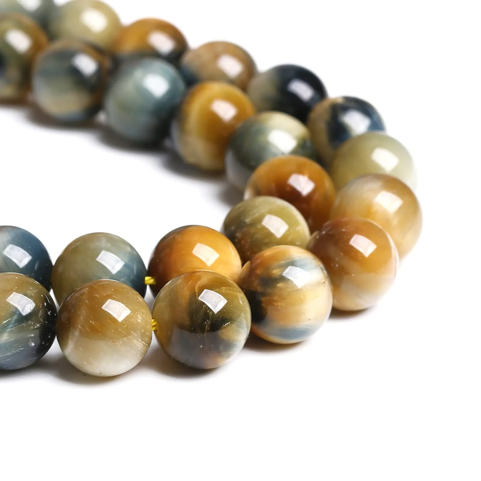 Jiejinyu Perline in occhio di tigre blu, pietra naturale, 8 mm, 45 pezzi - immagine 3