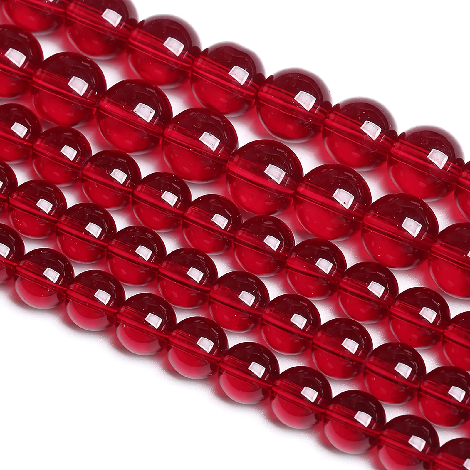 jiejinyu Perline in vetro rosso granato, 8 mm, 45 pezzi - immagine 2