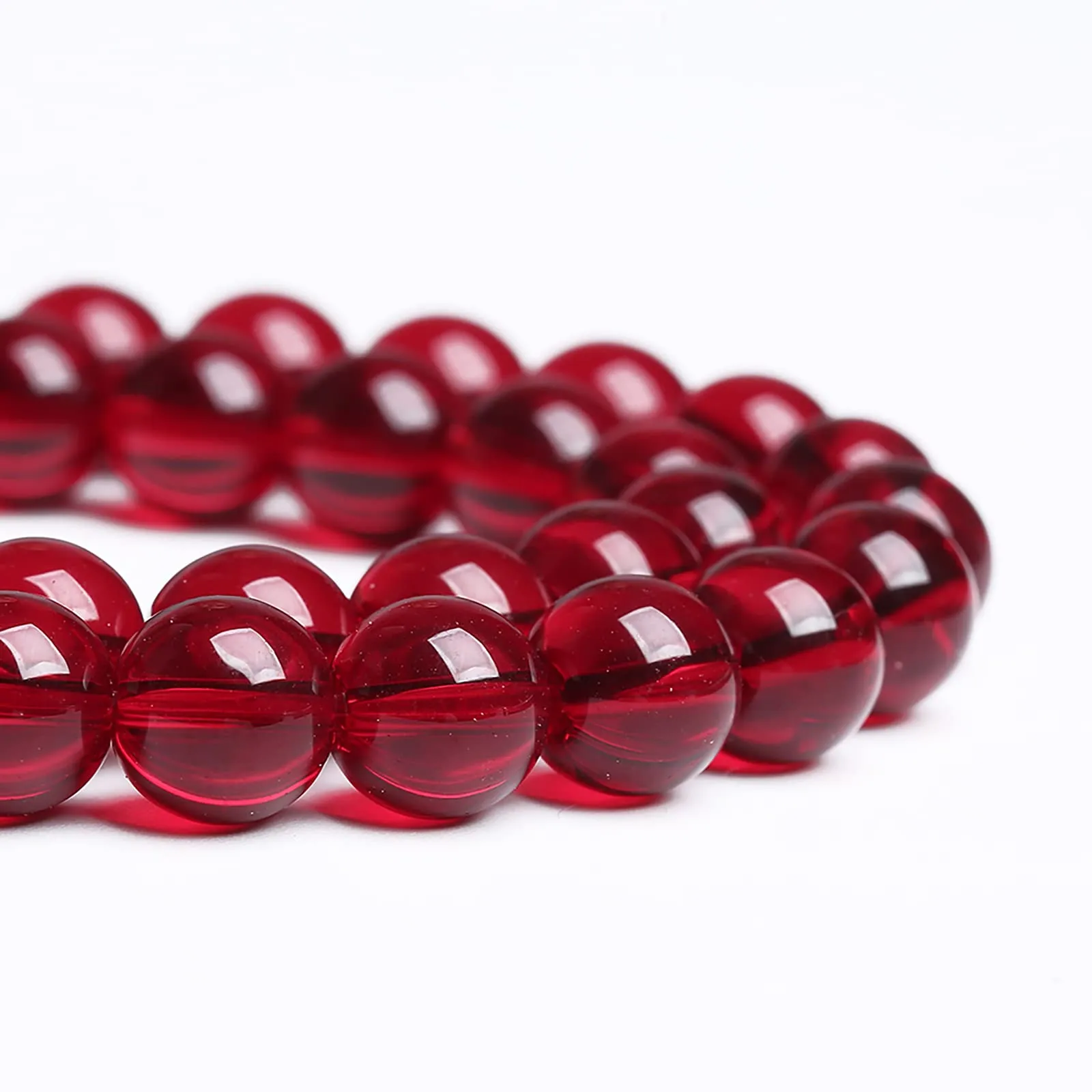 jiejinyu Perline in vetro rosso granato, 8 mm, 45 pezzi - immagine 4