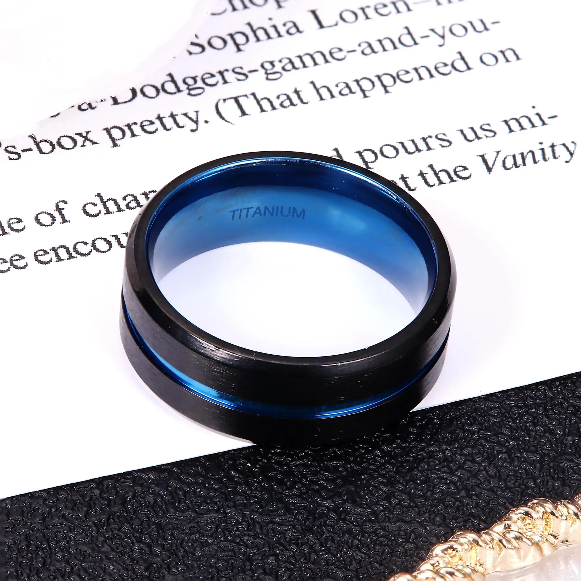 FIOROYAL Anello Uomo in Titanio Nero 8mm Misura 12 - immagine 5