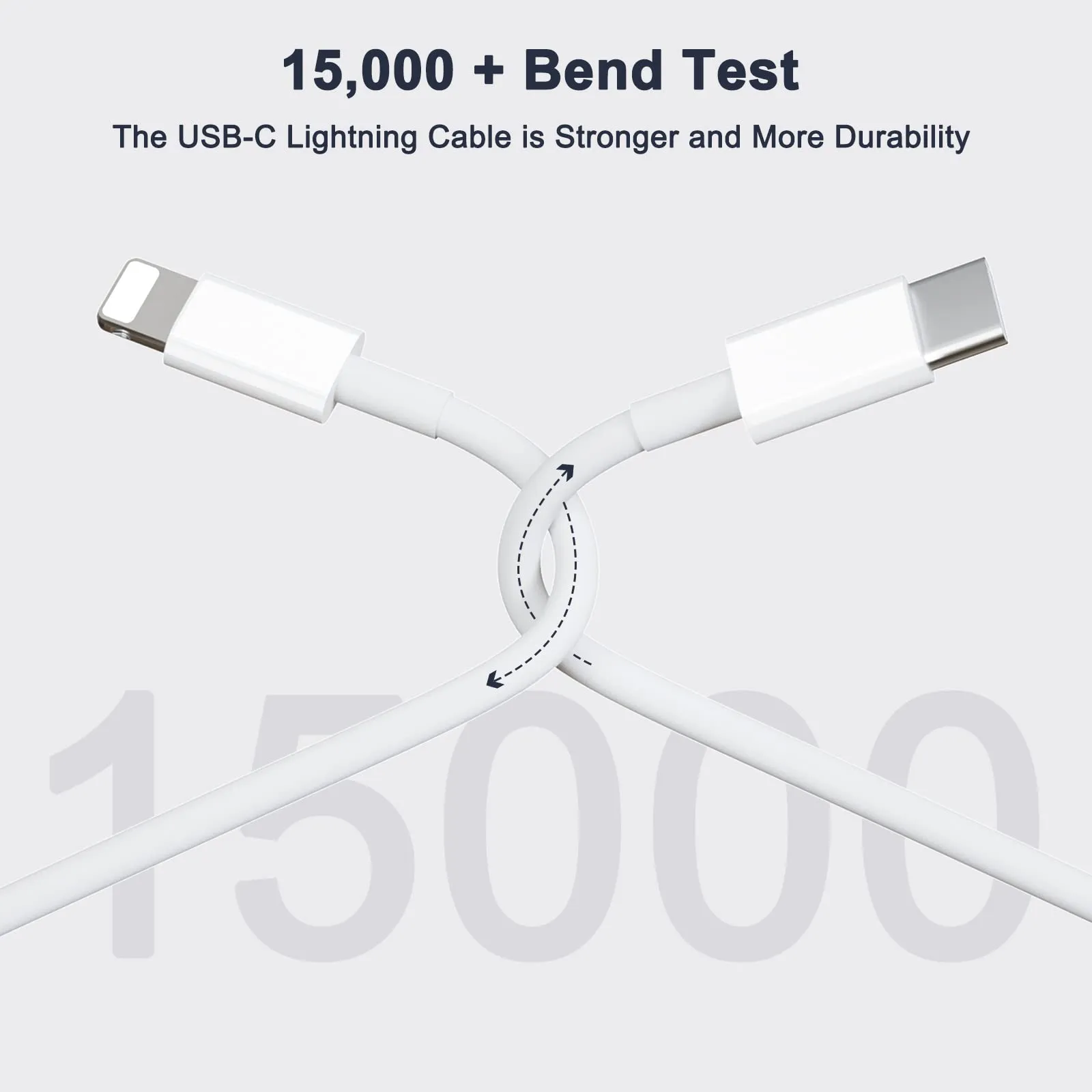 UWECAN Caricatore USB-C 20W con Cavo 1M per iPhone 14/13/12/11/X/8/7 - immagine 5