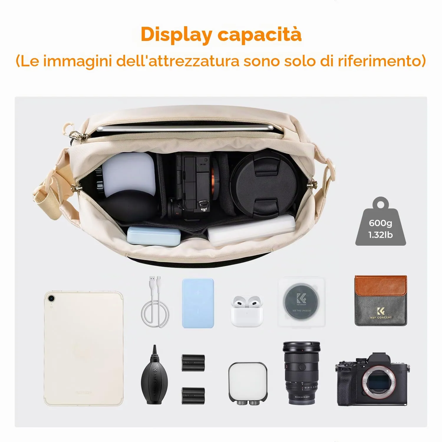 K&F Concept Borsa Foto Tracolla Impermeabile Antiurto 33cm Verde Nero - immagine 2