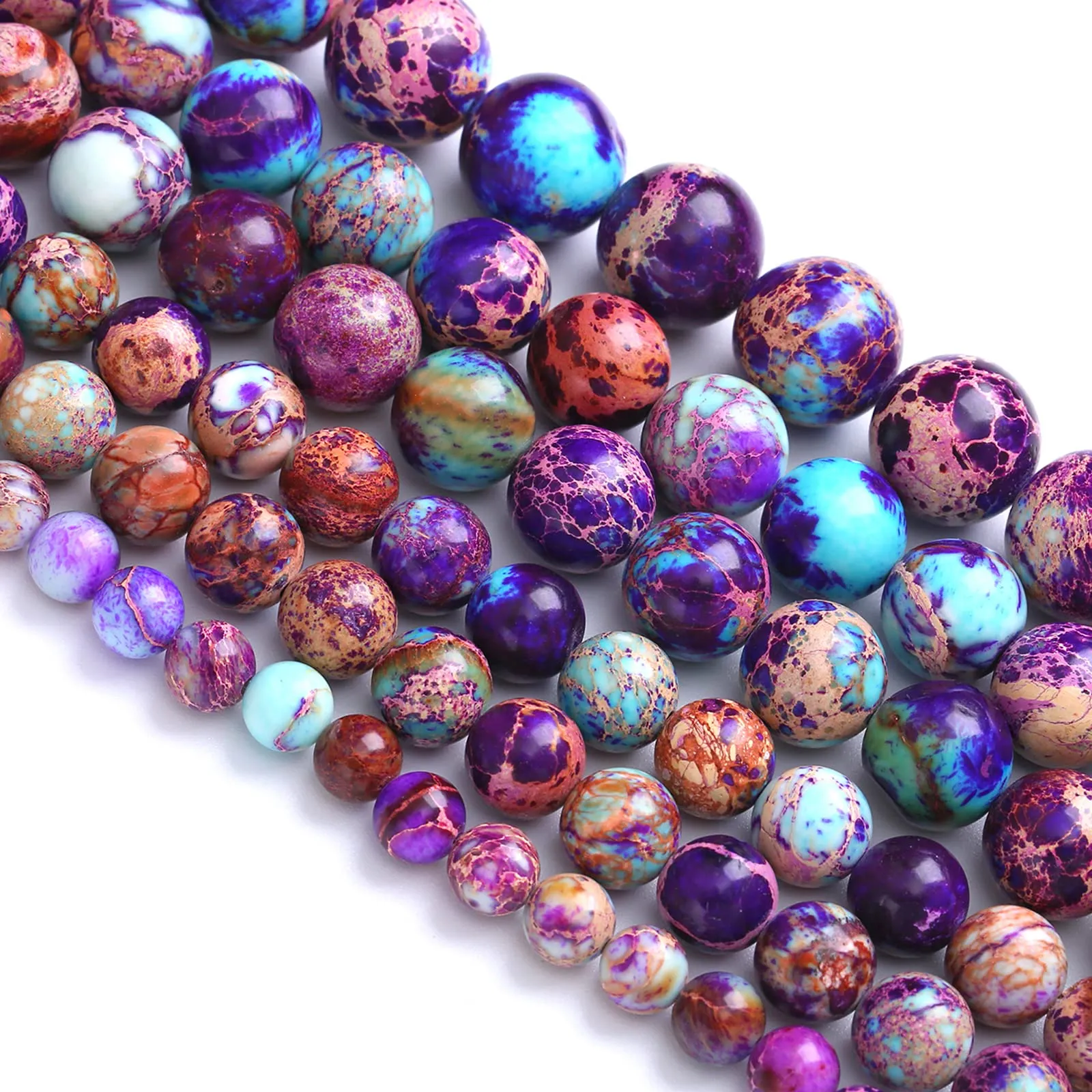 Jiejinyu 60 Pezzi Perline in Pietra Naturale Galassia Viola Sedimenti Marini Diaspro Imperiale 6 mm - immagine 3