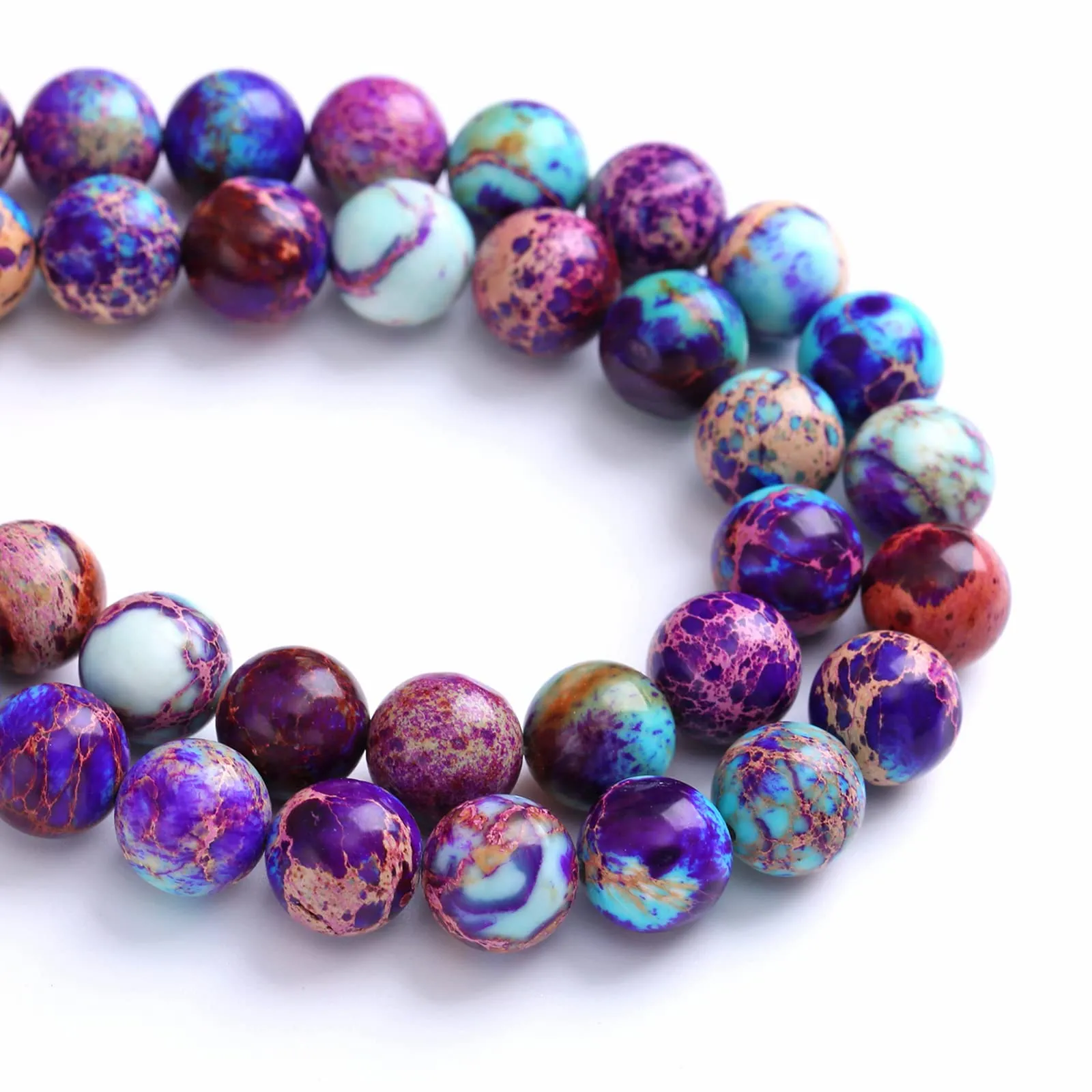 Jiejinyu 60 Pezzi Perline in Pietra Naturale Galassia Viola Sedimenti Marini Diaspro Imperiale 6 mm - immagine 5