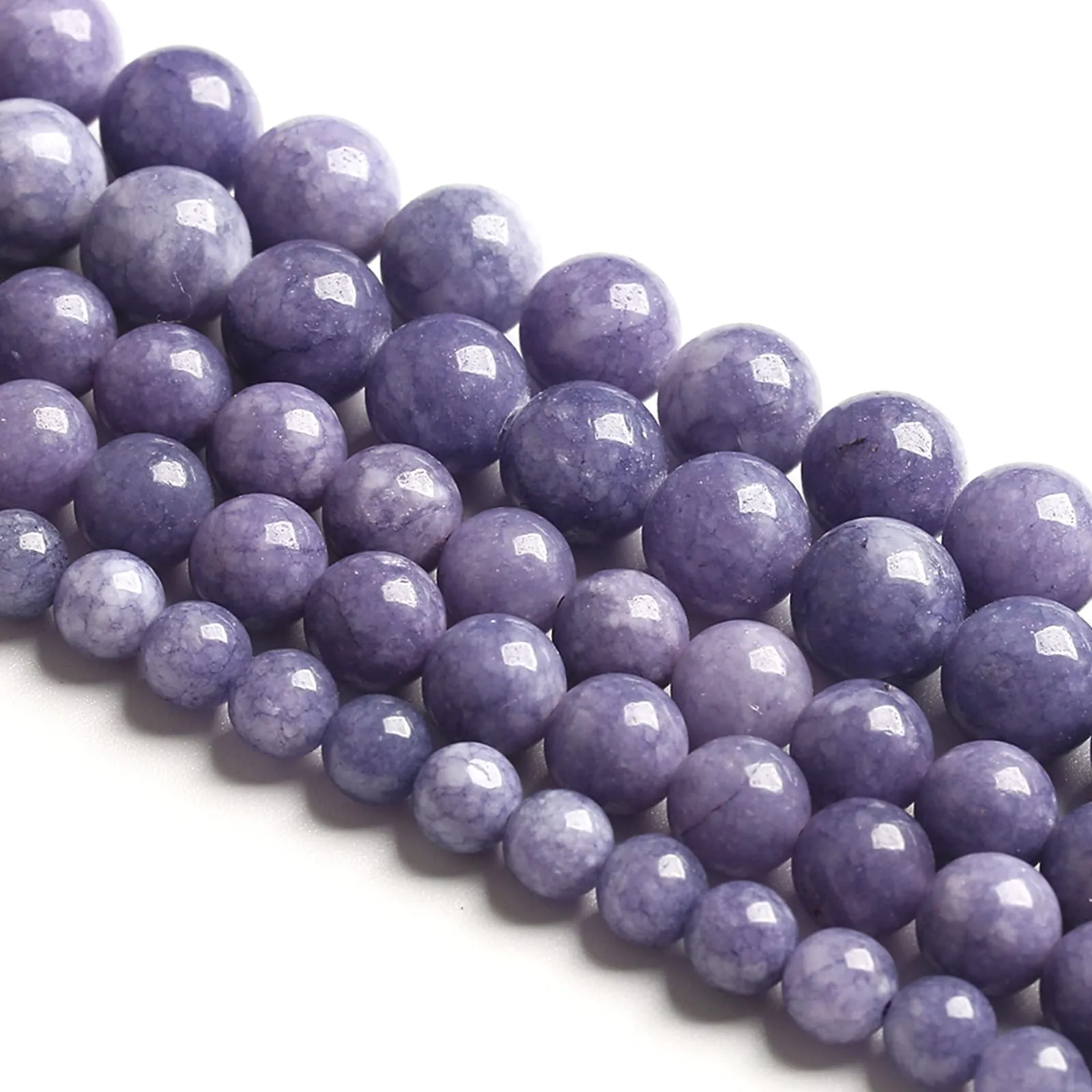 jiejinyu Perline in Calcedonio Viola Lavanda, 12 mm, 32 pezzi - immagine 4