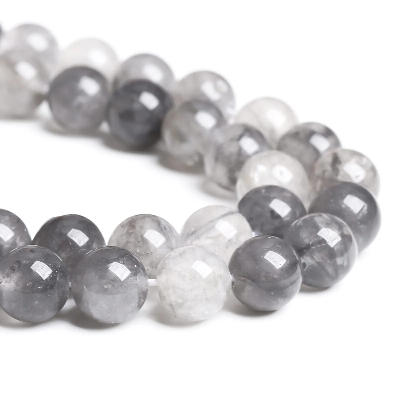 Jiejinyu Perline di Quarzo Nuvoloso in Pietra Naturale 8 mm, 45 Pezzi - immagine 2