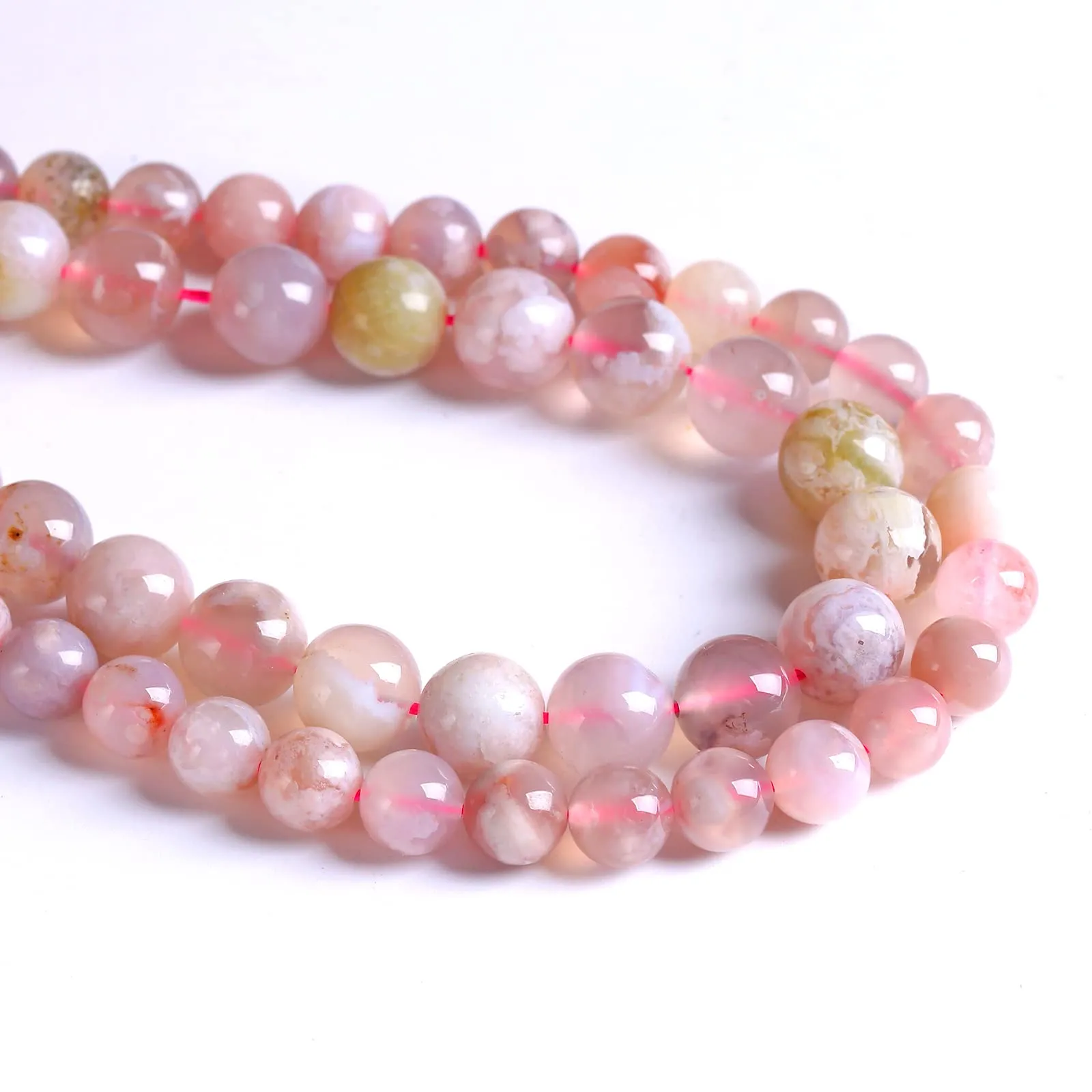 Jiejinyu Perle di Agata Sakura Naturale 8 mm, 45 Pezzi - immagine 4