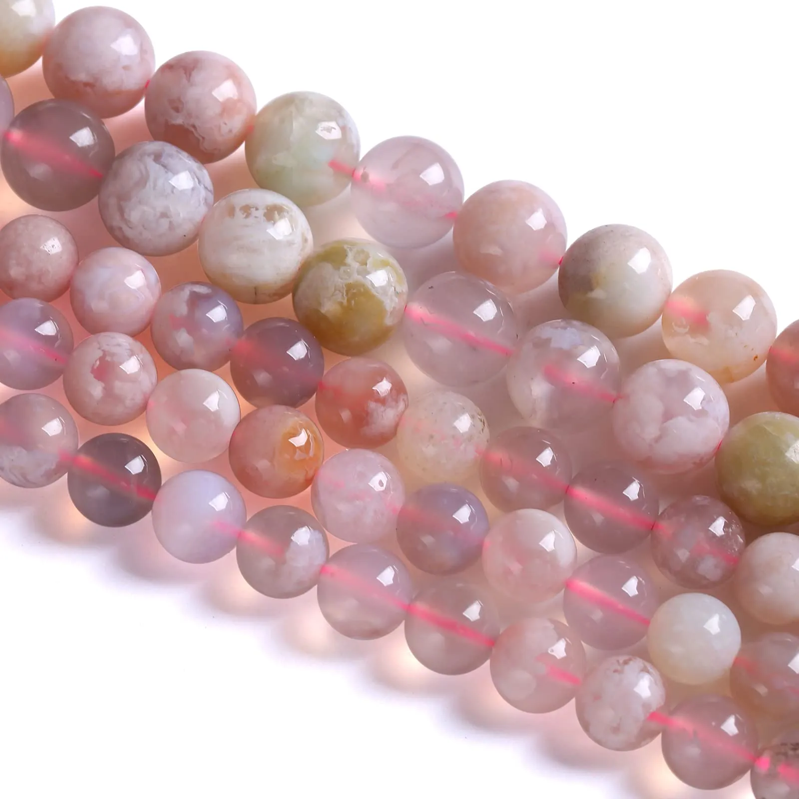 Jiejinyu Perle di Agata Sakura Naturale 8 mm, 45 Pezzi - immagine 6
