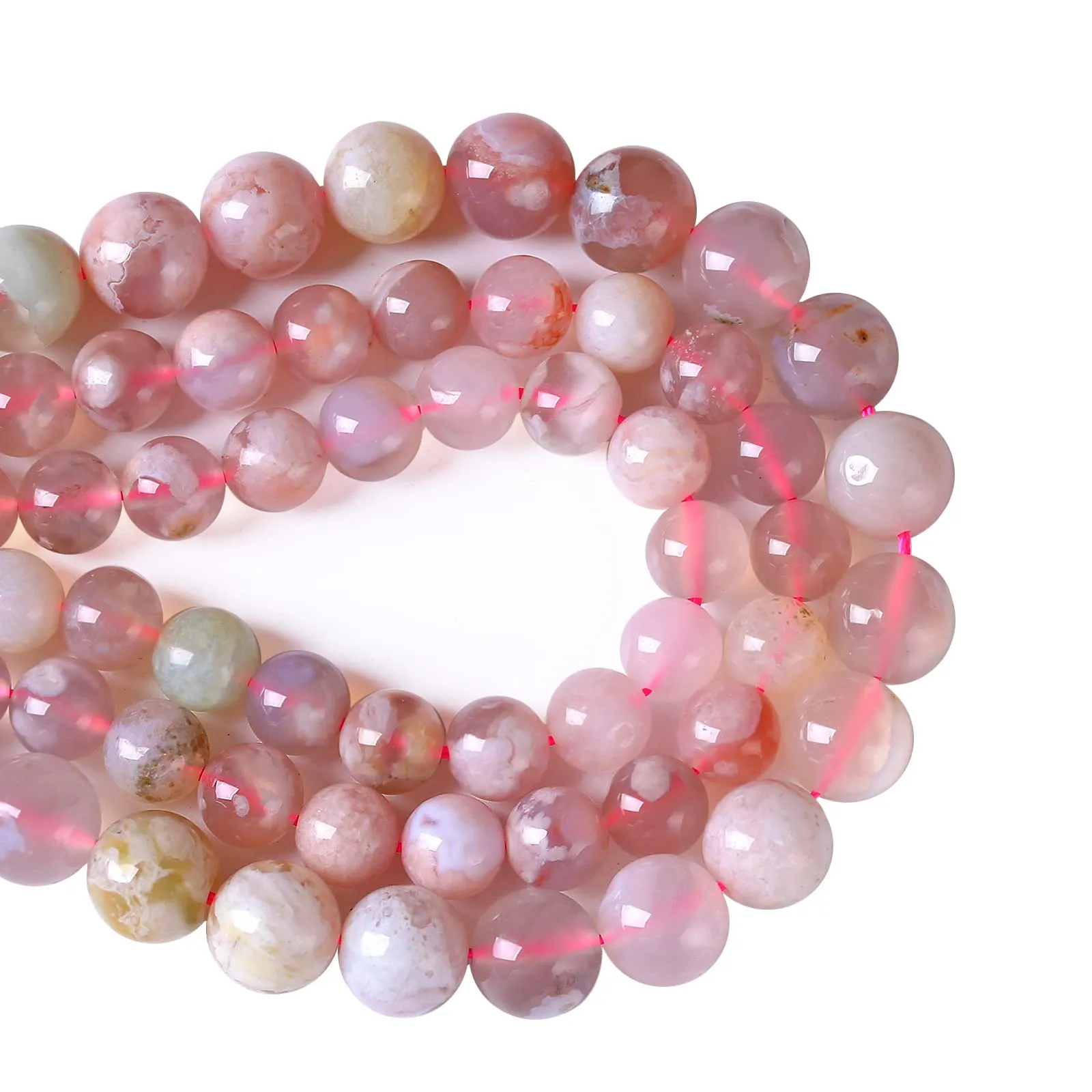 Jiejinyu Perline in Agata Sakura Naturale 6mm, 55 Pezzi per Gioielli e Braccialetti - immagine 5