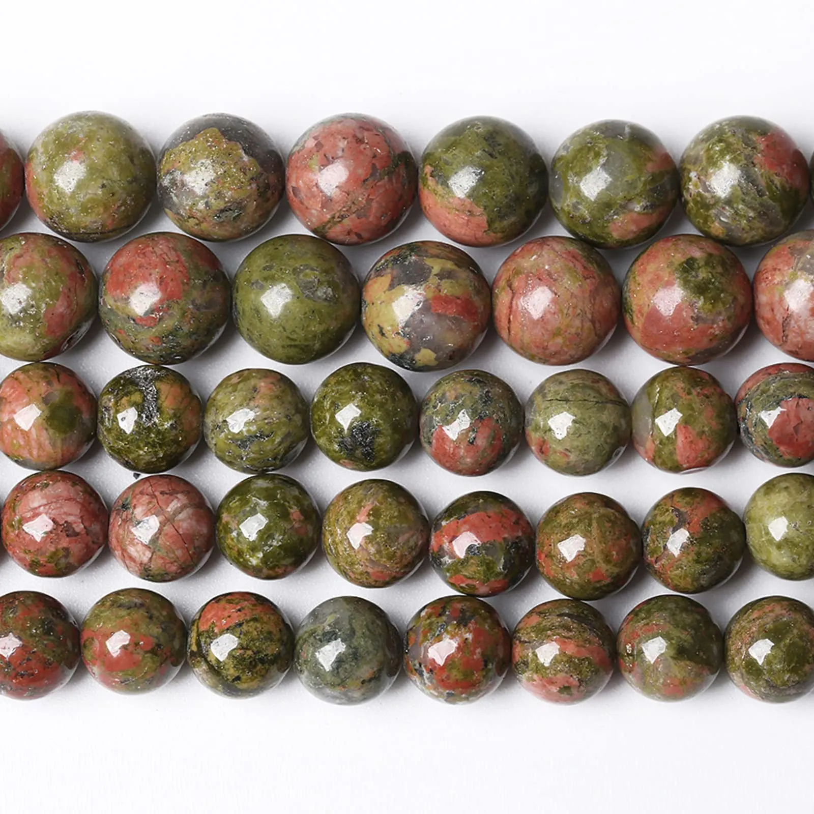 Jiejinyu Perline in Pietra Naturale Verde Unakite 12 mm, 30 Pezzi - immagine 1