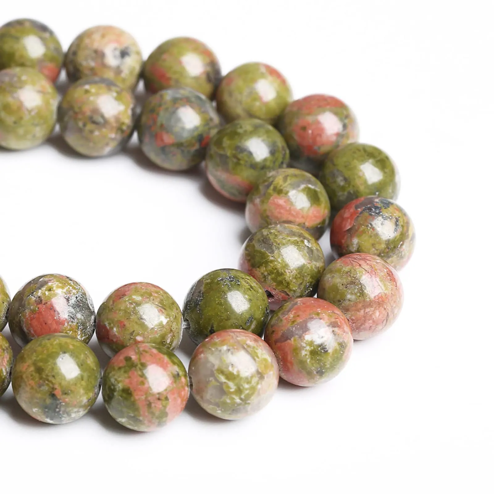 Jiejinyu Perline in Pietra Naturale Verde Unakite 12 mm, 30 Pezzi - immagine 3