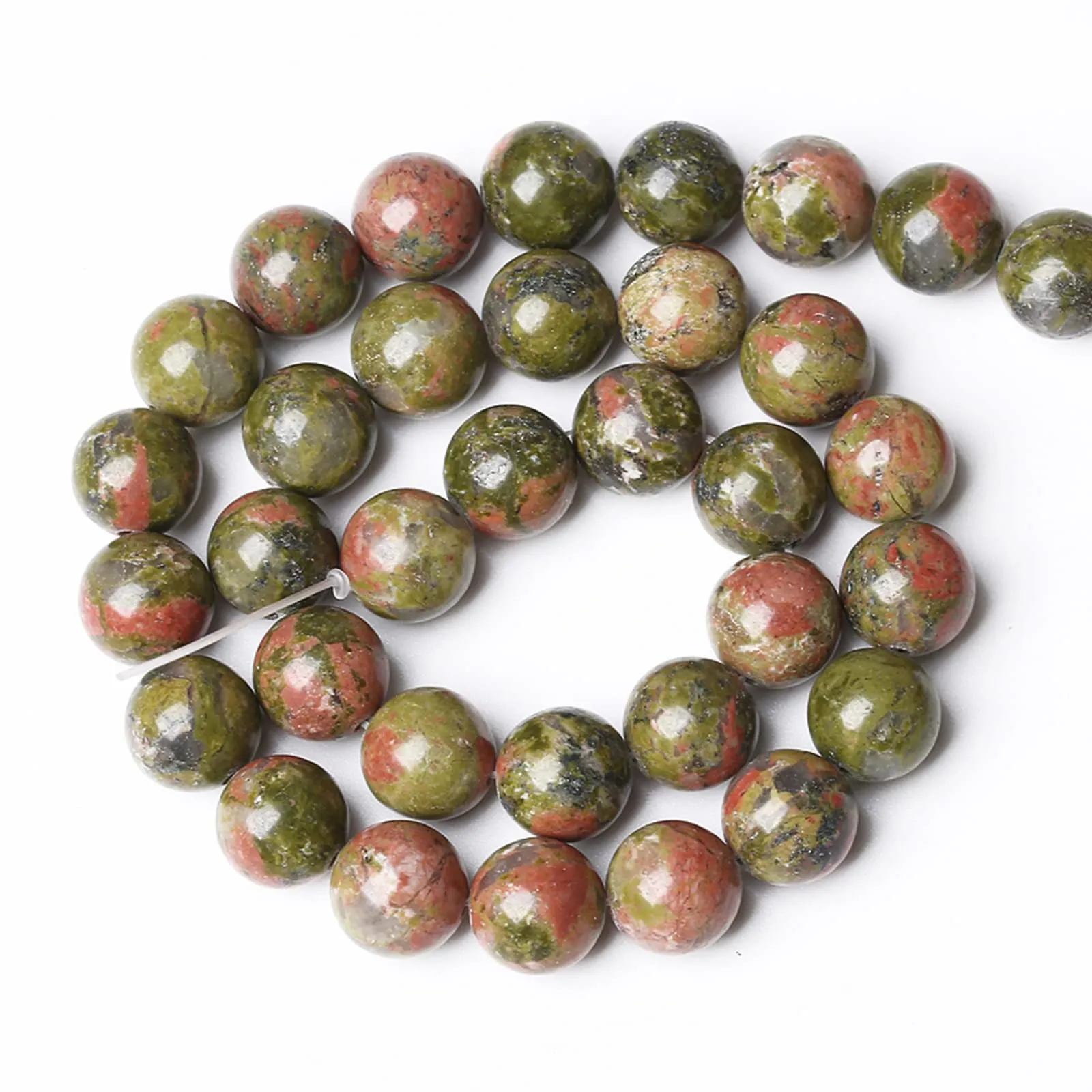 Jiejinyu Perline in Pietra Naturale Verde Unakite 12 mm, 30 Pezzi - immagine 4