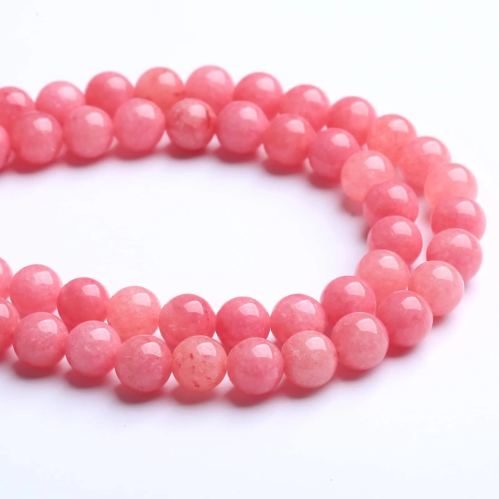 jiejinyu Perline in Giada Rosa Naturale 10 mm, 36 Pezzi, 1 Filo - immagine 3