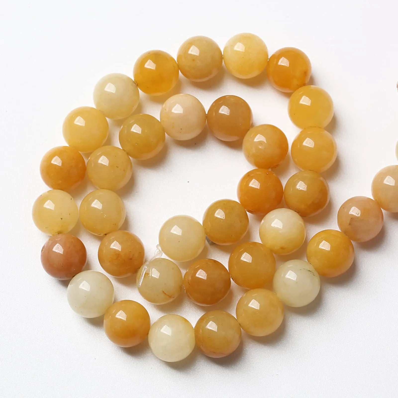 Jiejinyu 36 Perline in Giada Gialla Naturale 10mm per Gioielli Fai da Te - immagine 4