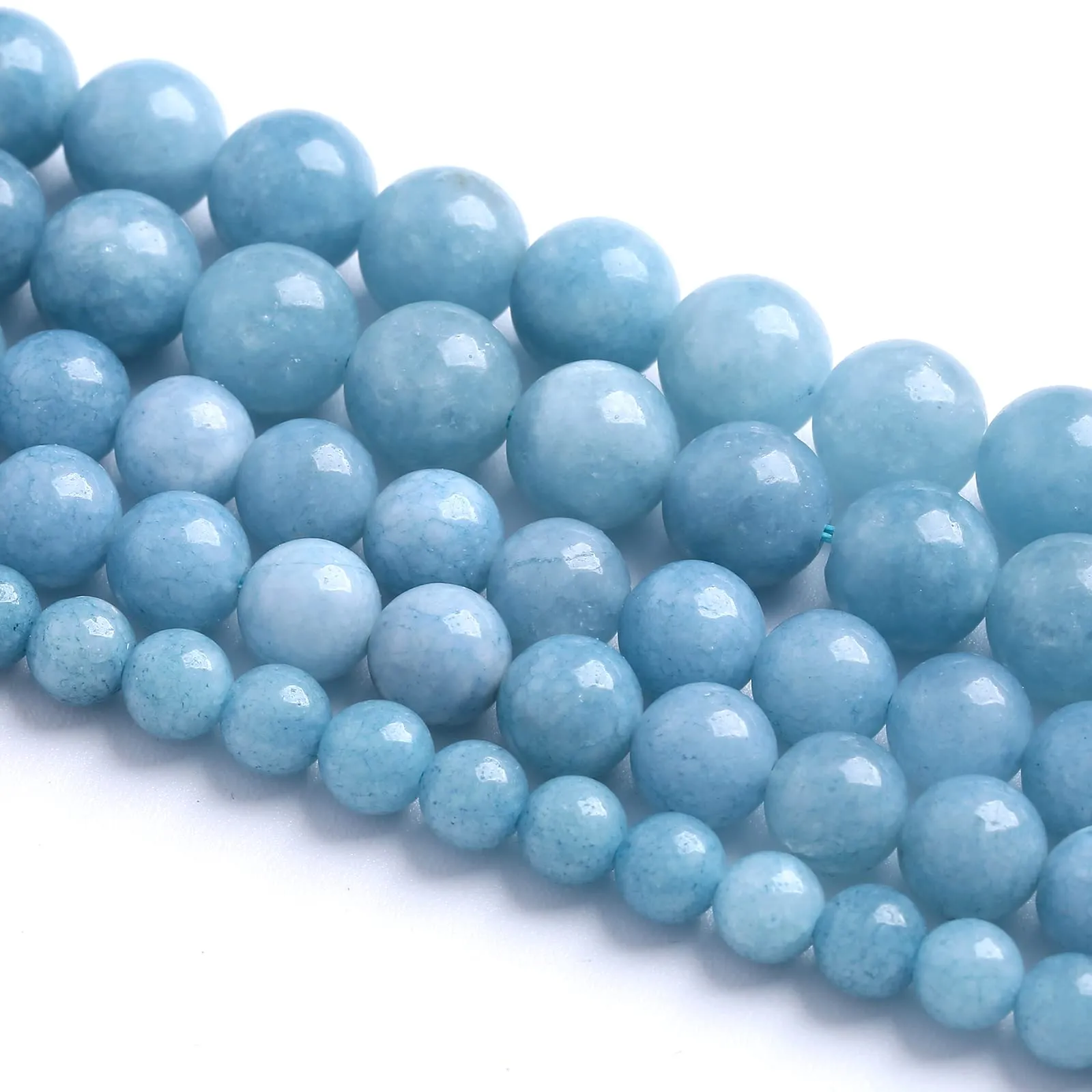 jiejinyu Perline in Giada Acquamarina Blu, 12 mm, 32 pezzi - immagine 2