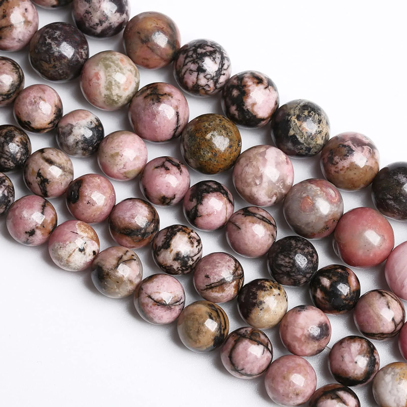 jiejinyu Perline in Rodocrosite Naturale 8 mm, 45 Pezzi - immagine 1