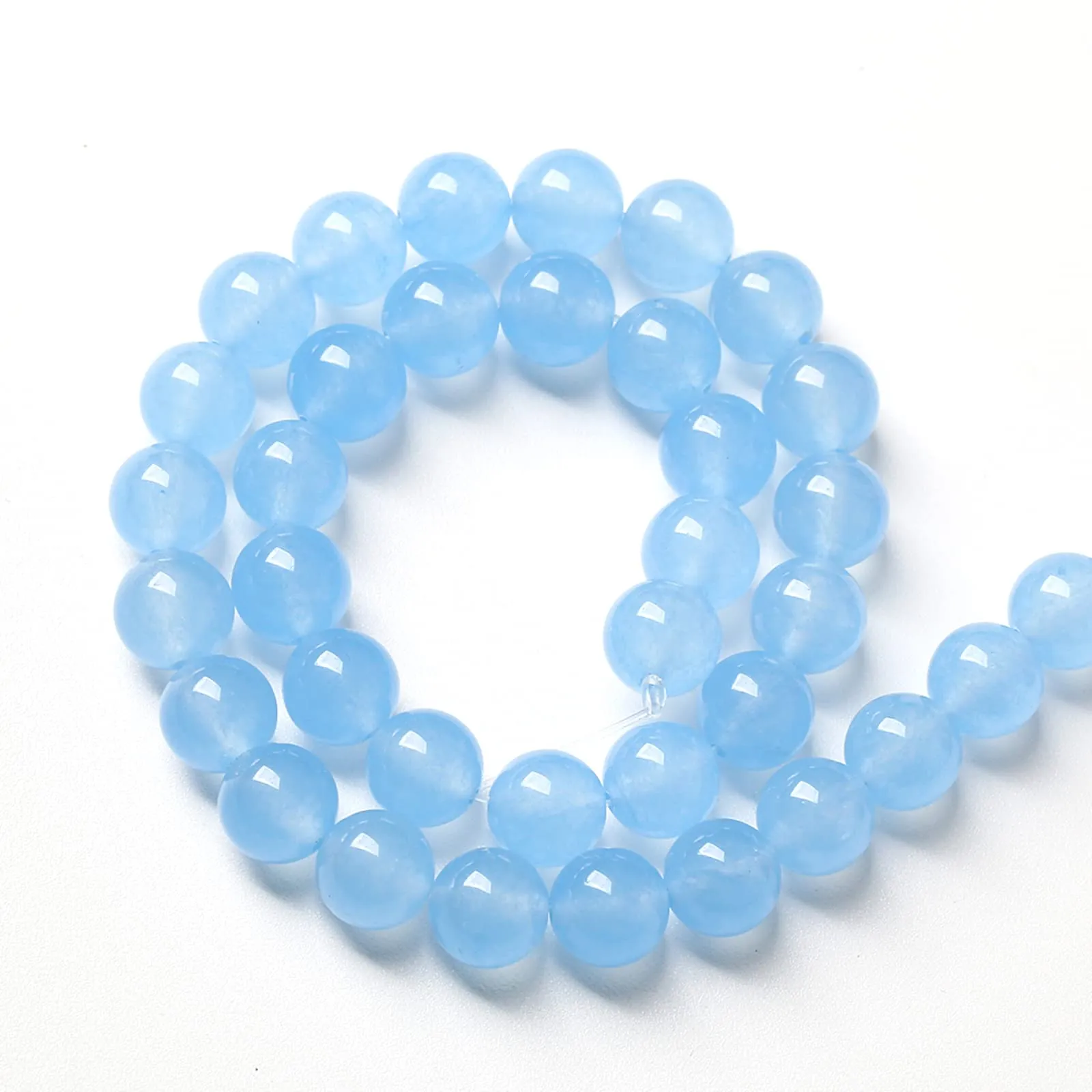 Jiejinyu 46 Perline in Calcedonio Blu Acquamarina 8mm CMB16-8 - immagine 4