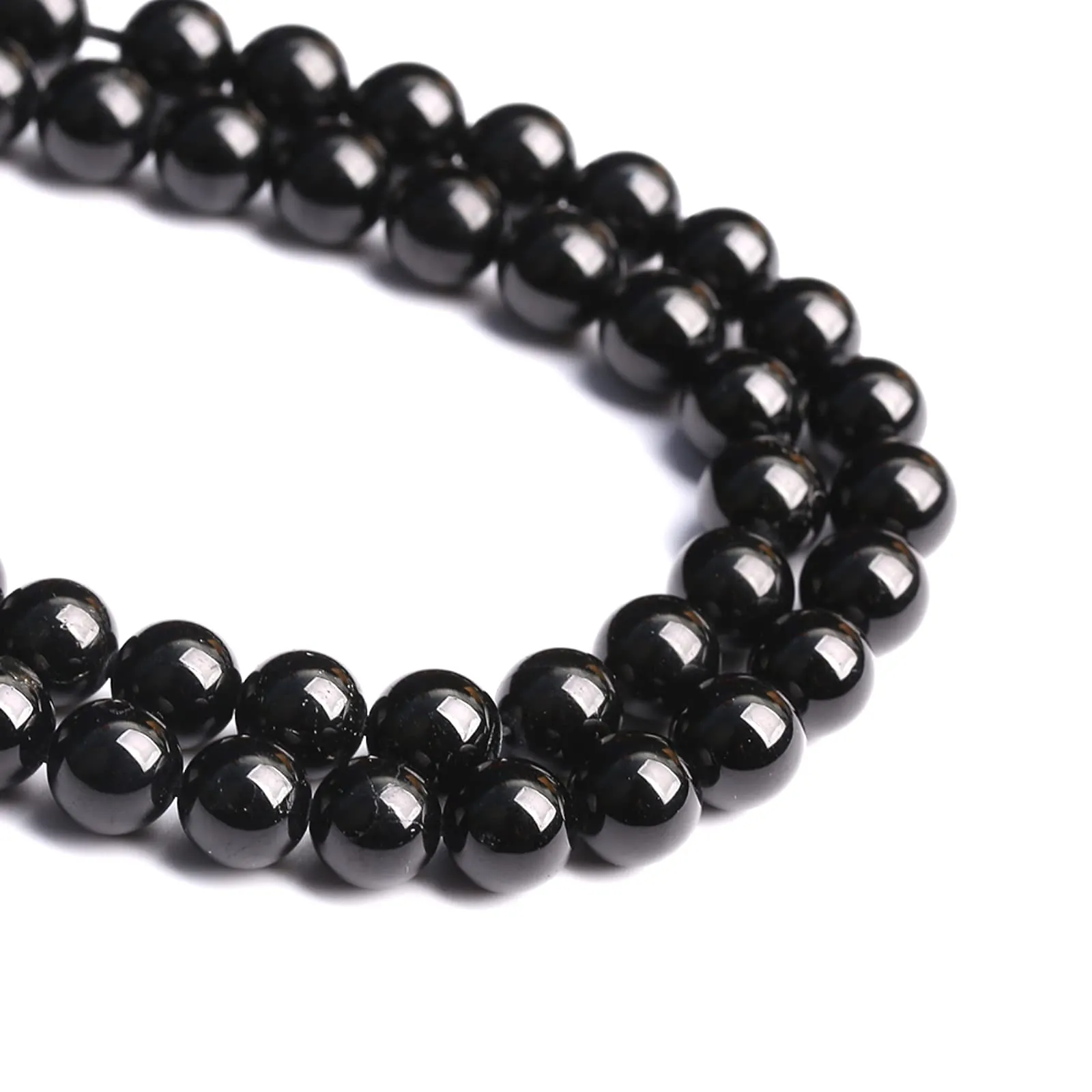 Jiejinyu Perline in Tormalina Nera Naturale Grado A 12mm per Gioielli Fai da Te, 32 Perle (1 Filo) - immagine 4
